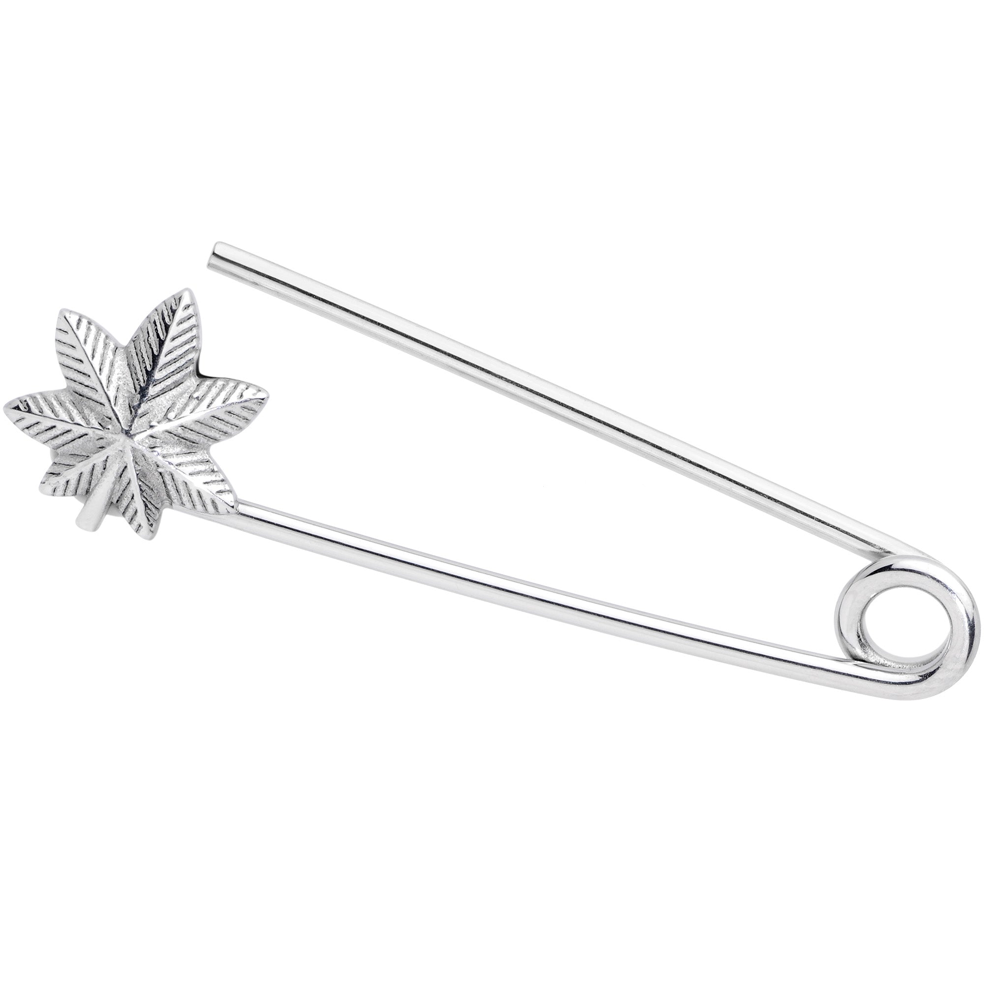 14G Pot Leaf Punk Rock Safety Pin Industrial Barbell 38mm