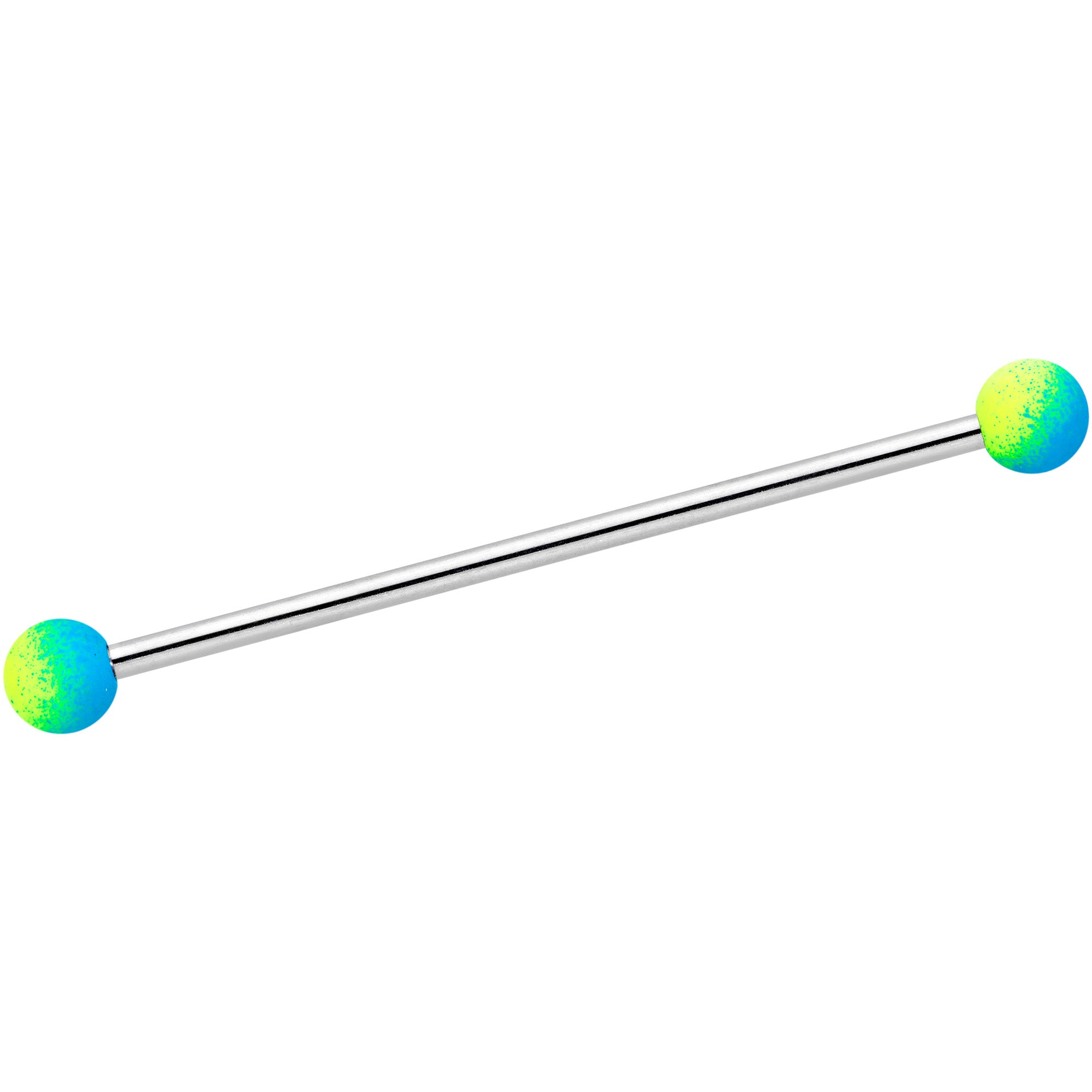 14 Gauge Blue Green Ombre Soft Finish Industrial Barbell 38mm