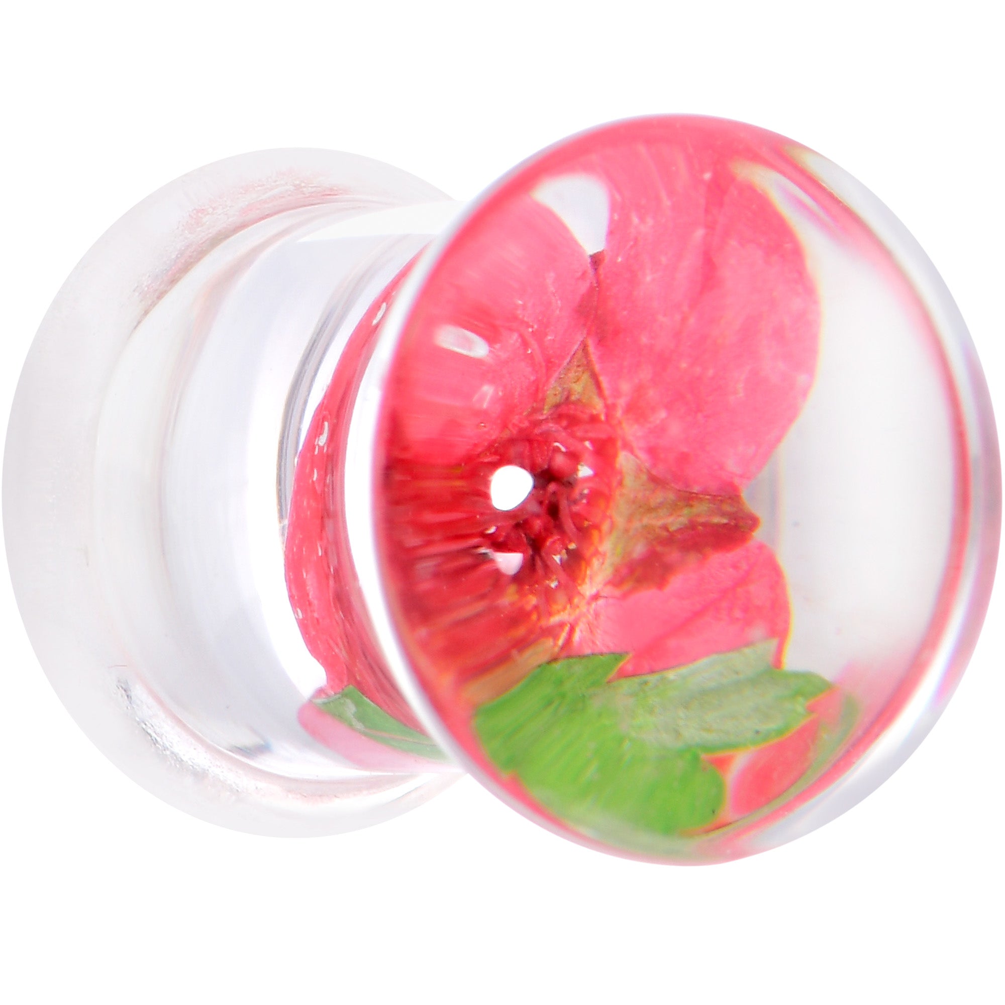 Clear Acrylic Color Pressed Flower Double Flare Plug Set