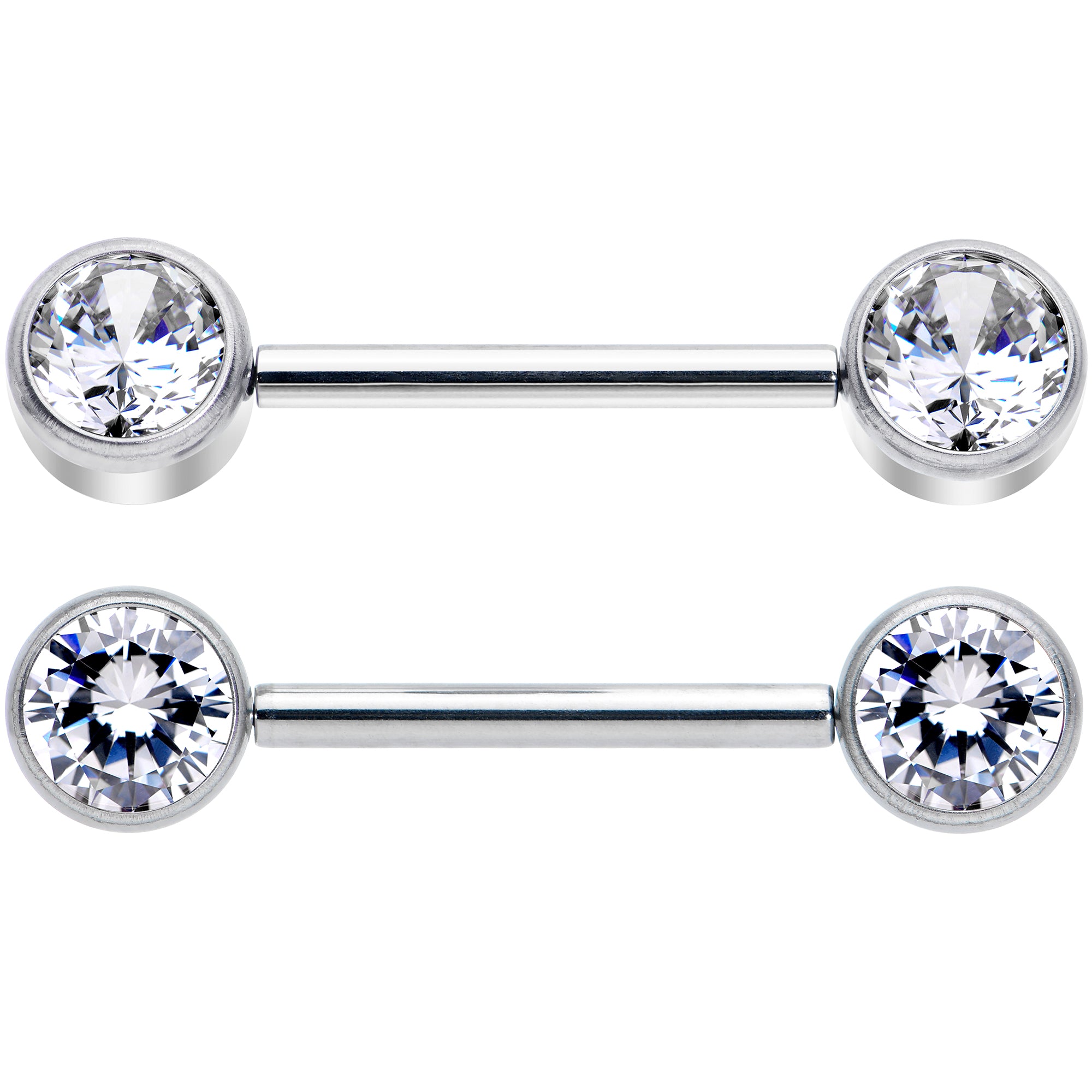 14G 9/16 Clear CZ Gem G23 Titanium Threadless Nipple Ring Set