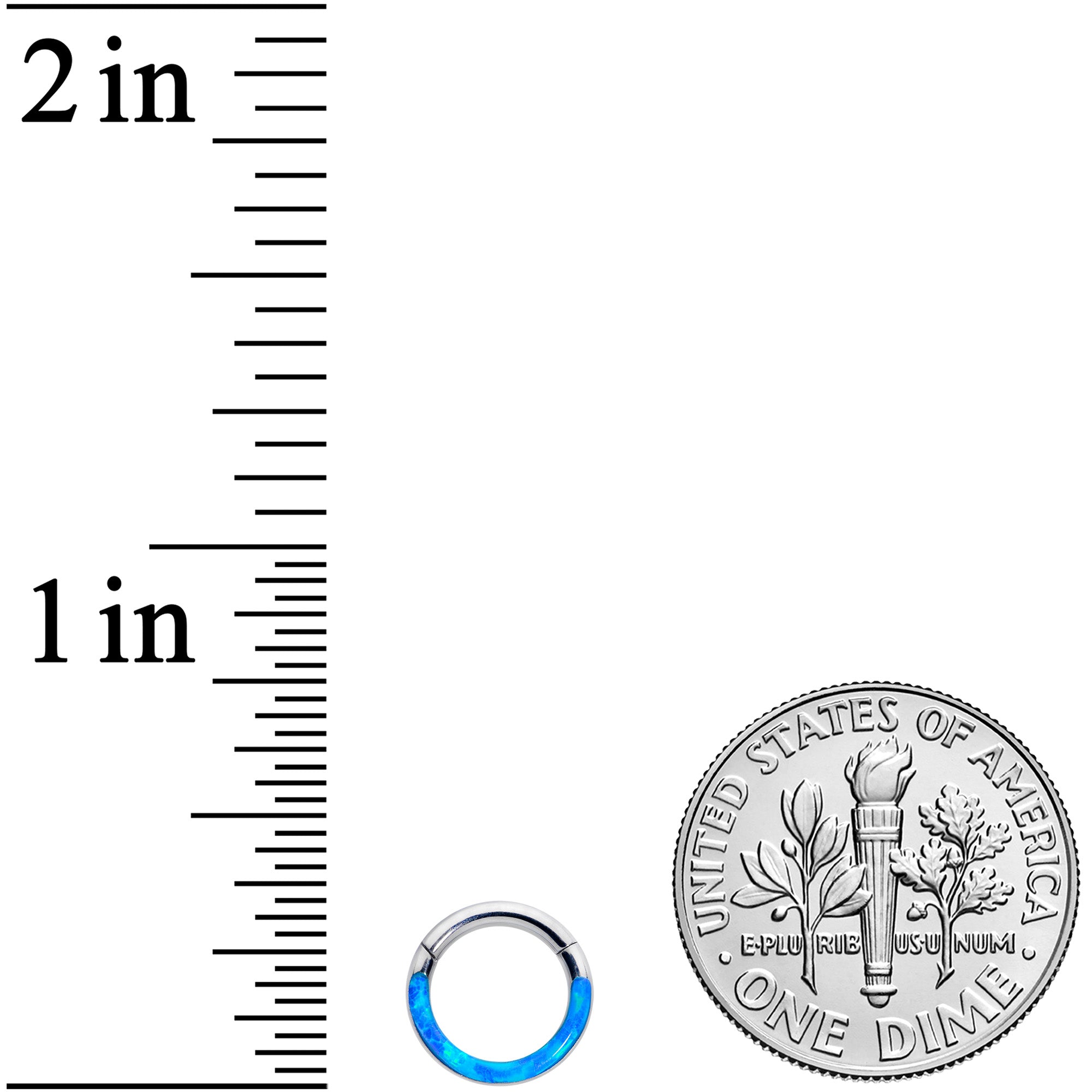 16G 1/4 Blue Synthetic Opal Implant Grade Titanium Segment Ring