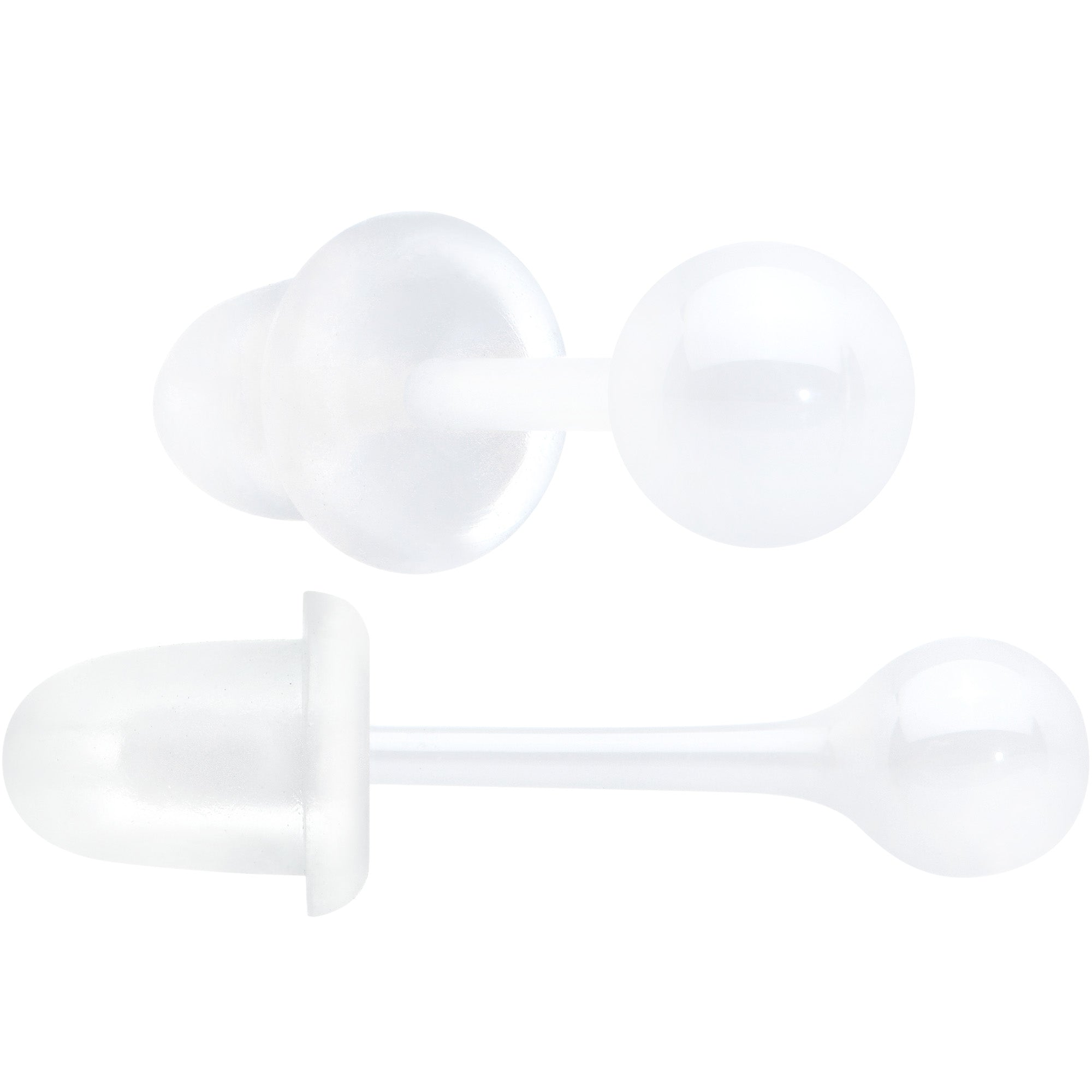 4mm White Ceramic Ball Stud Earrings 18G