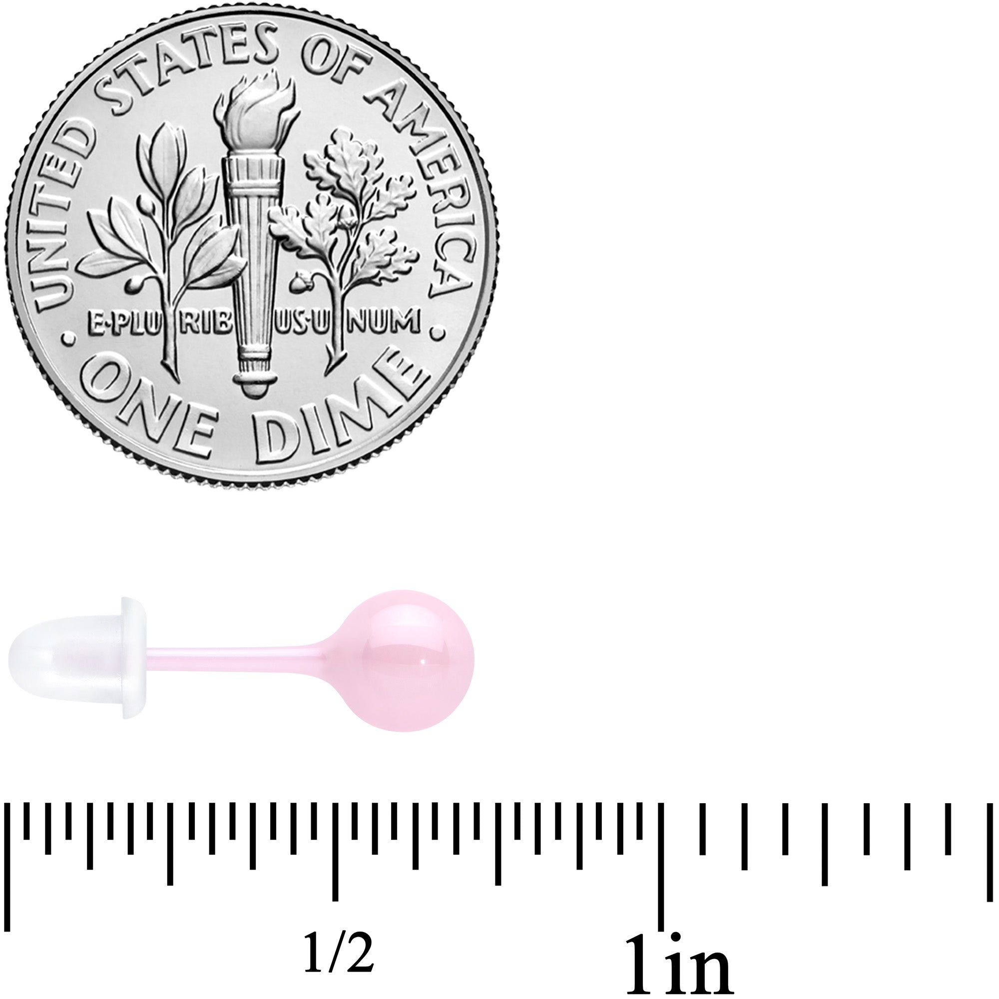 6mm Pink Ceramic Ball Stud Earrings 18G