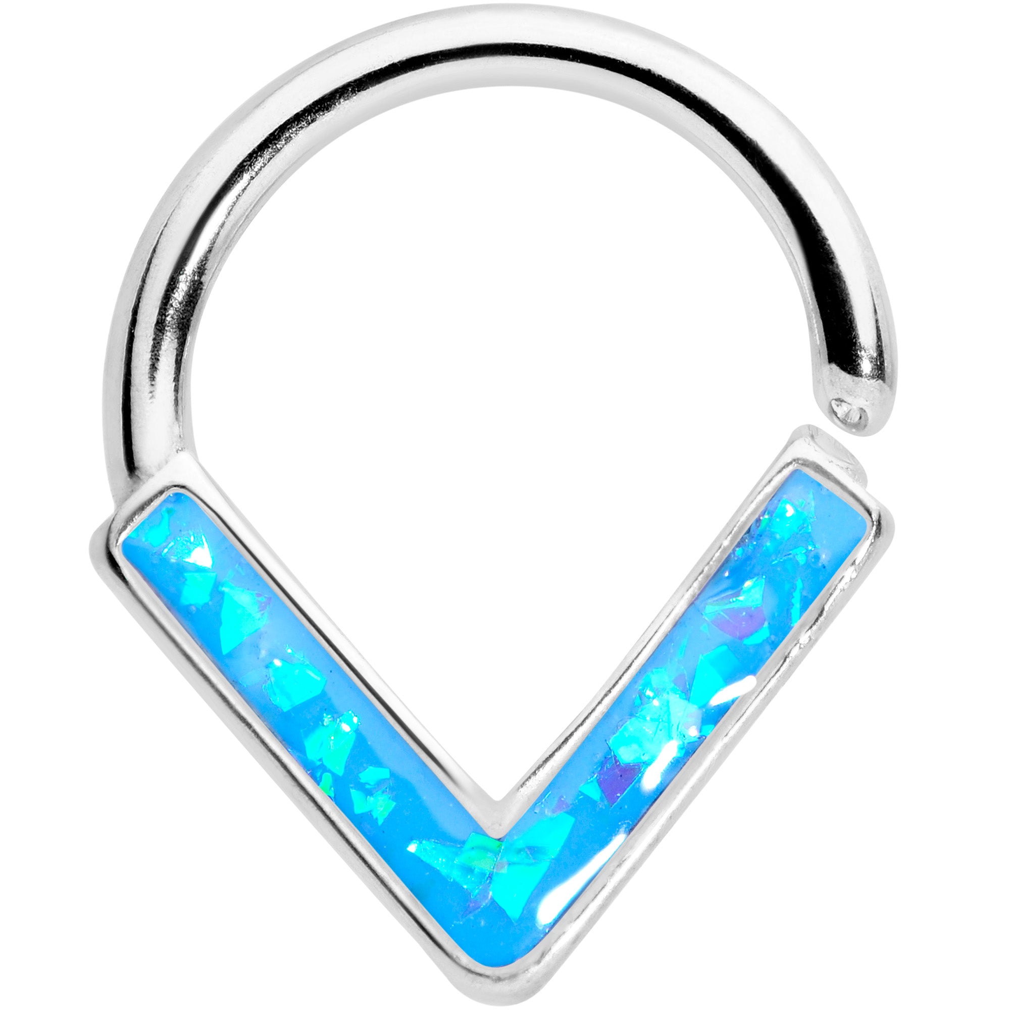 16G 5/16 Blue Faux Opal Chevron Cartilage Closure Ring