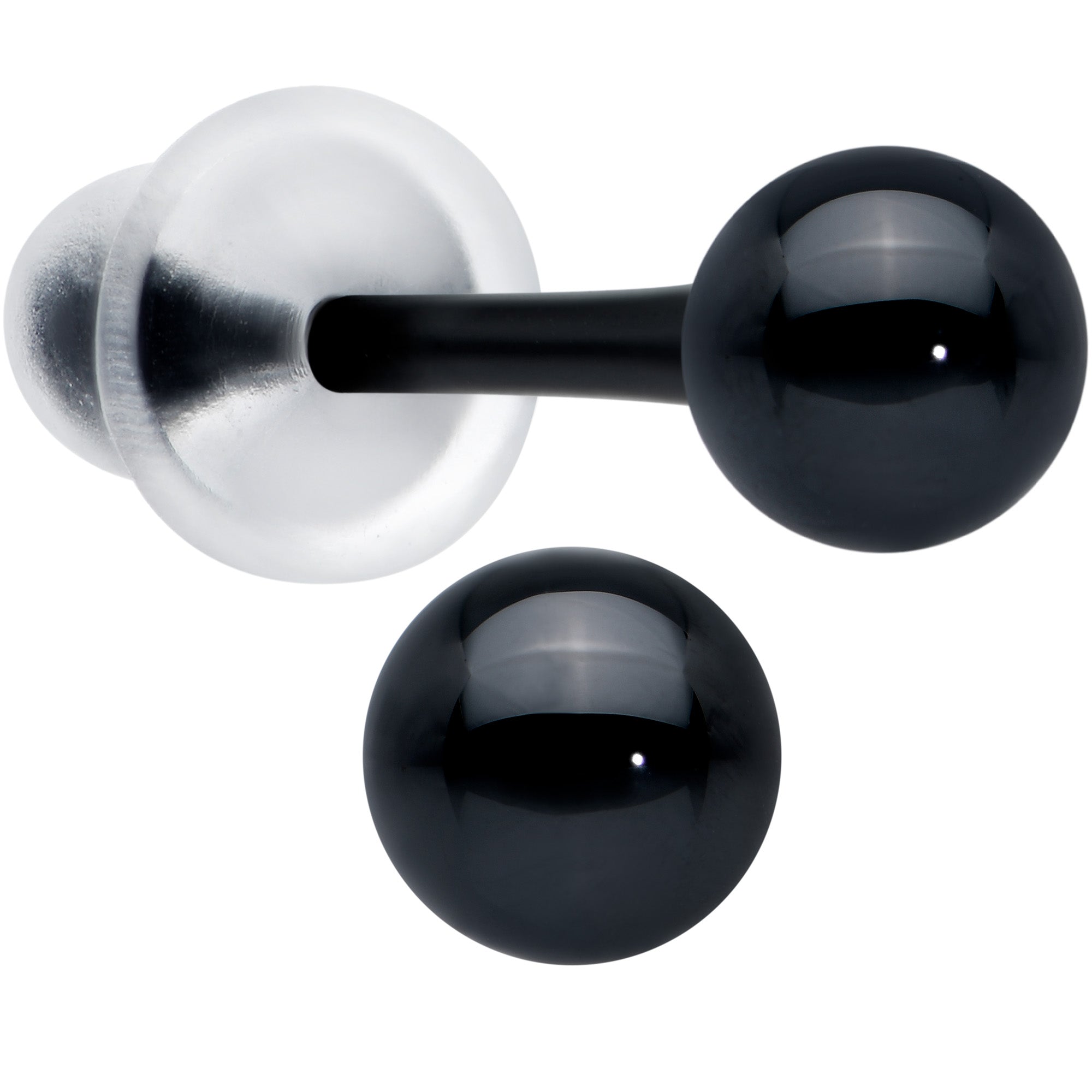 4mm Black Ceramic Ball Stud Earrings 18 Gauge