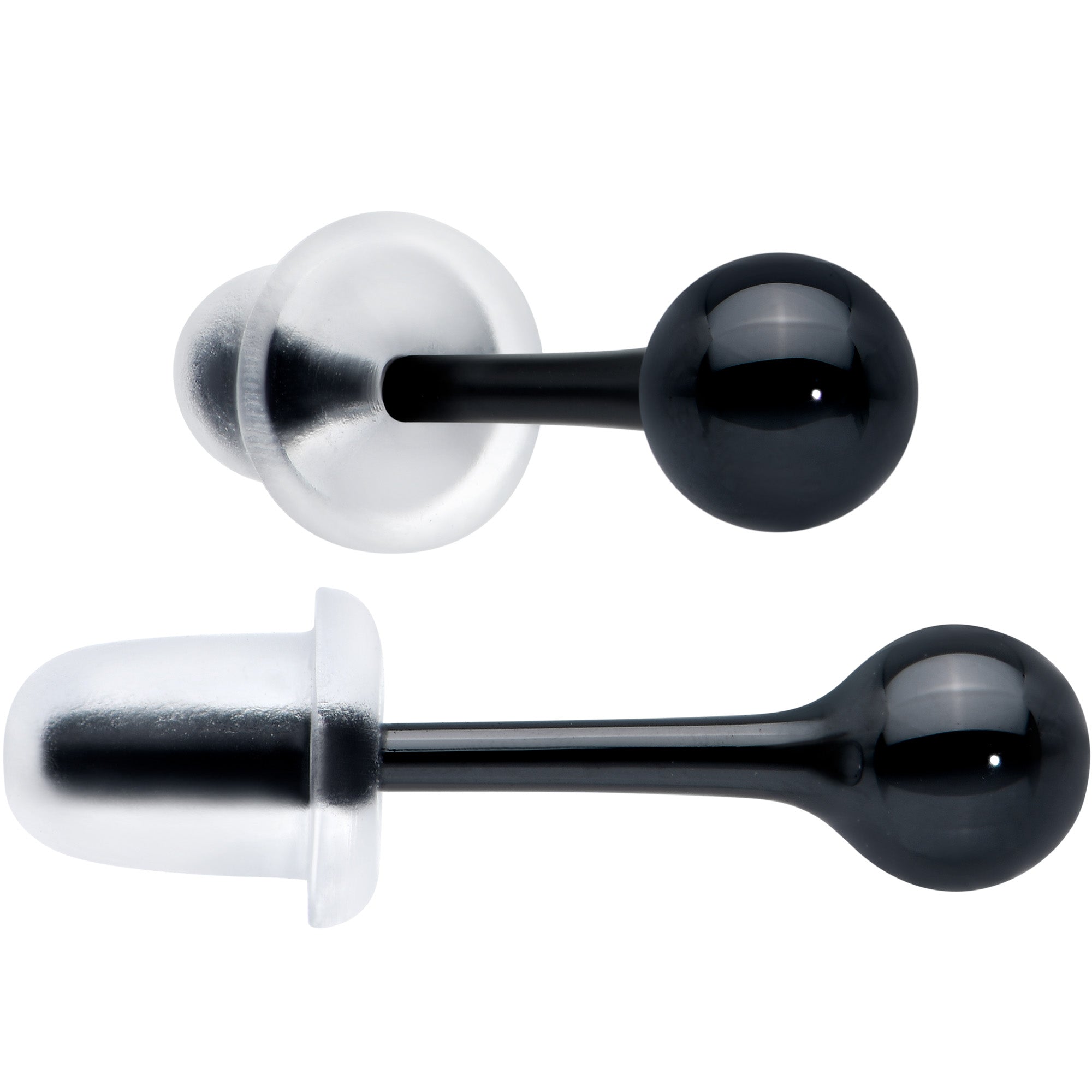 4mm Black Ceramic Ball Stud Earrings 18 Gauge