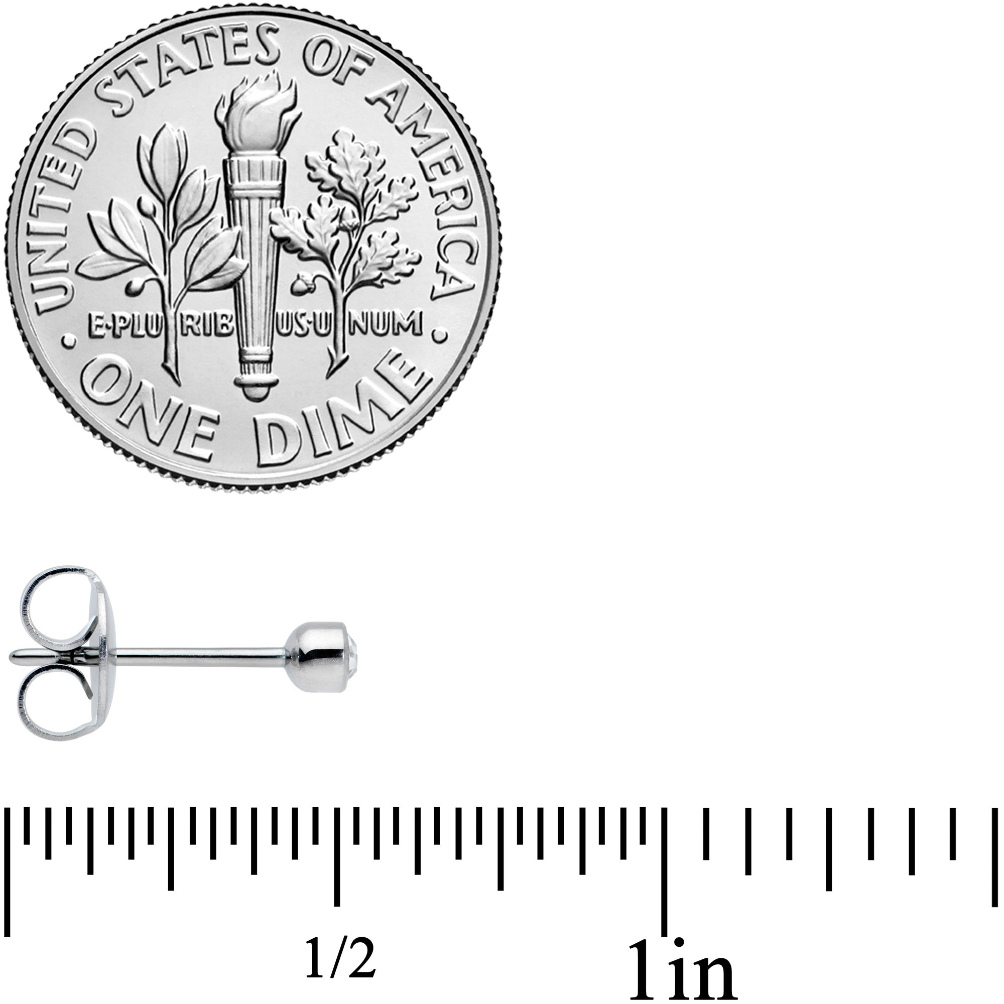 3mm Cubic Zirconia Bezel G23 Titanium Post Stud Earrings