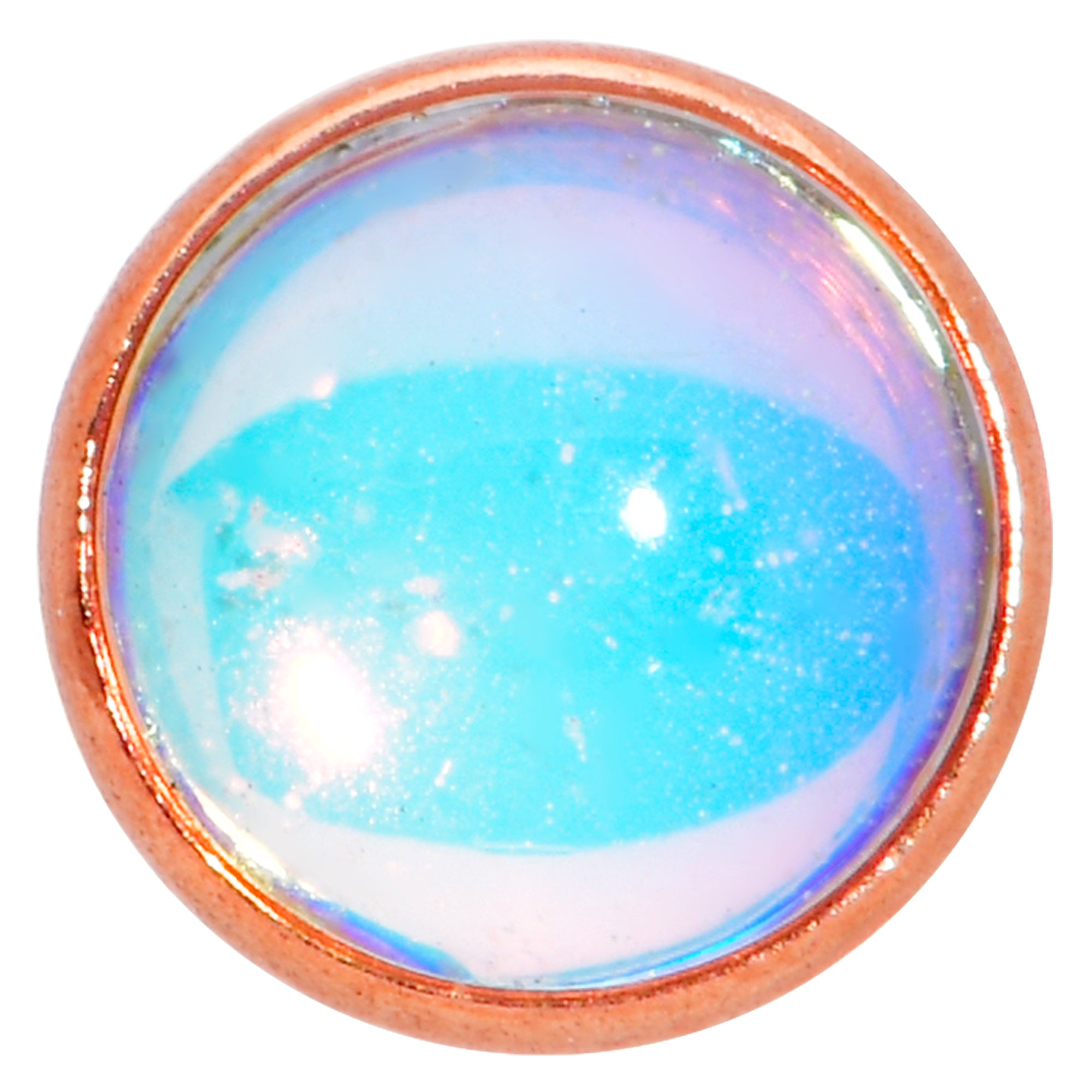 16G 1/4 Faux Opal Rose Gold Tone Internal Thread Labret Tragus