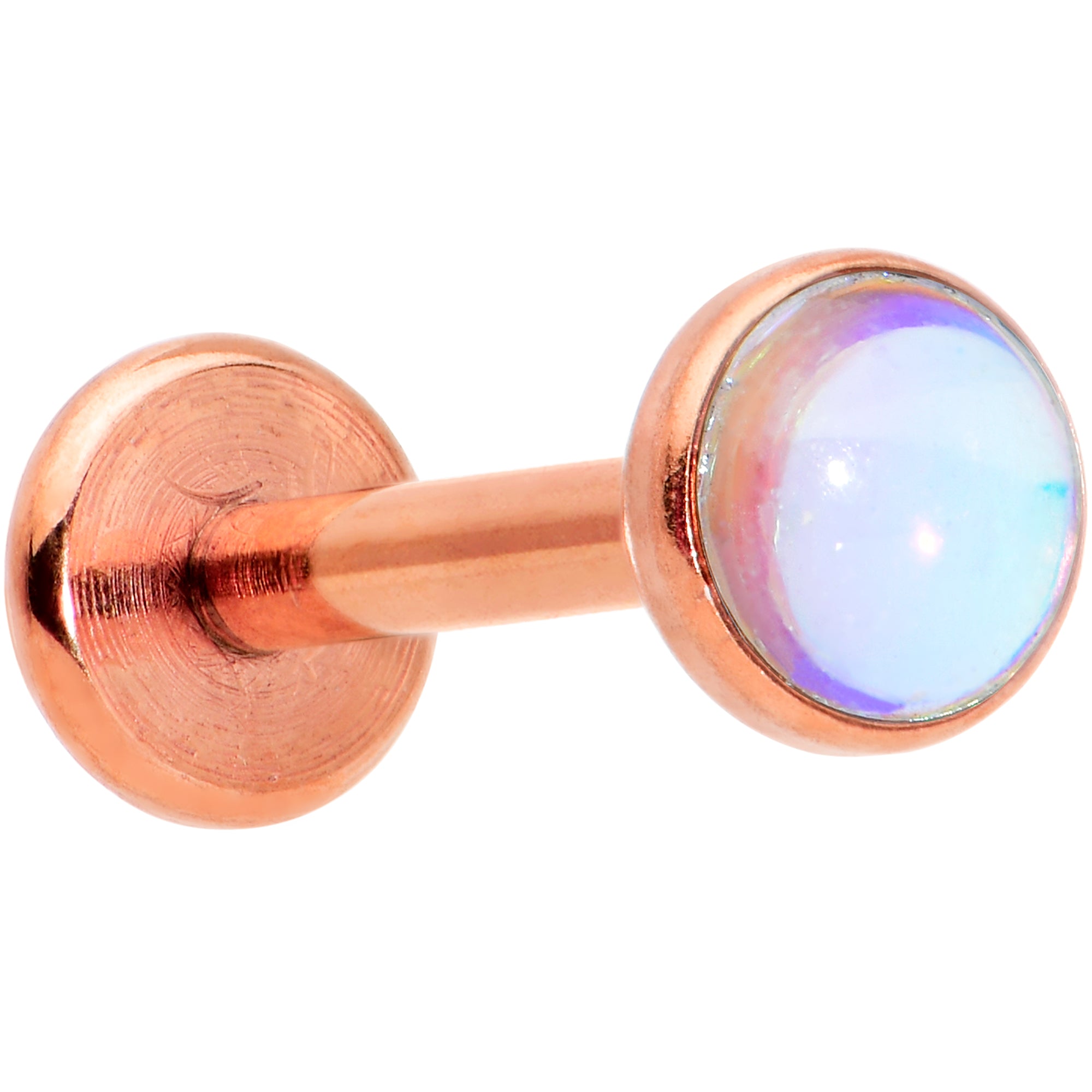 16G 5/16 Faux Opal Rose Gold Tone Internal Thread Labret Tragus
