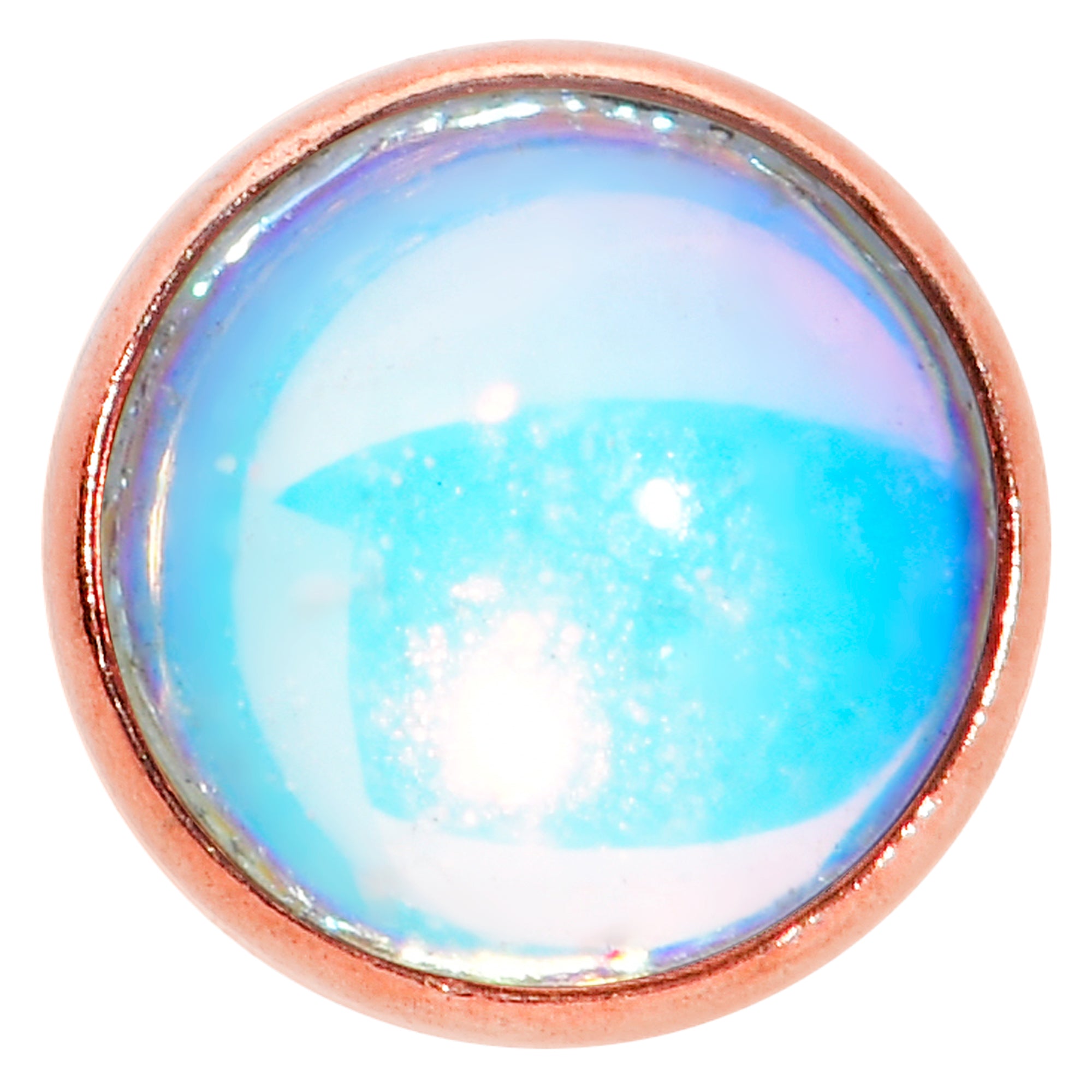 16G 5/16 Faux Opal Rose Gold Tone Internal Thread Labret Tragus