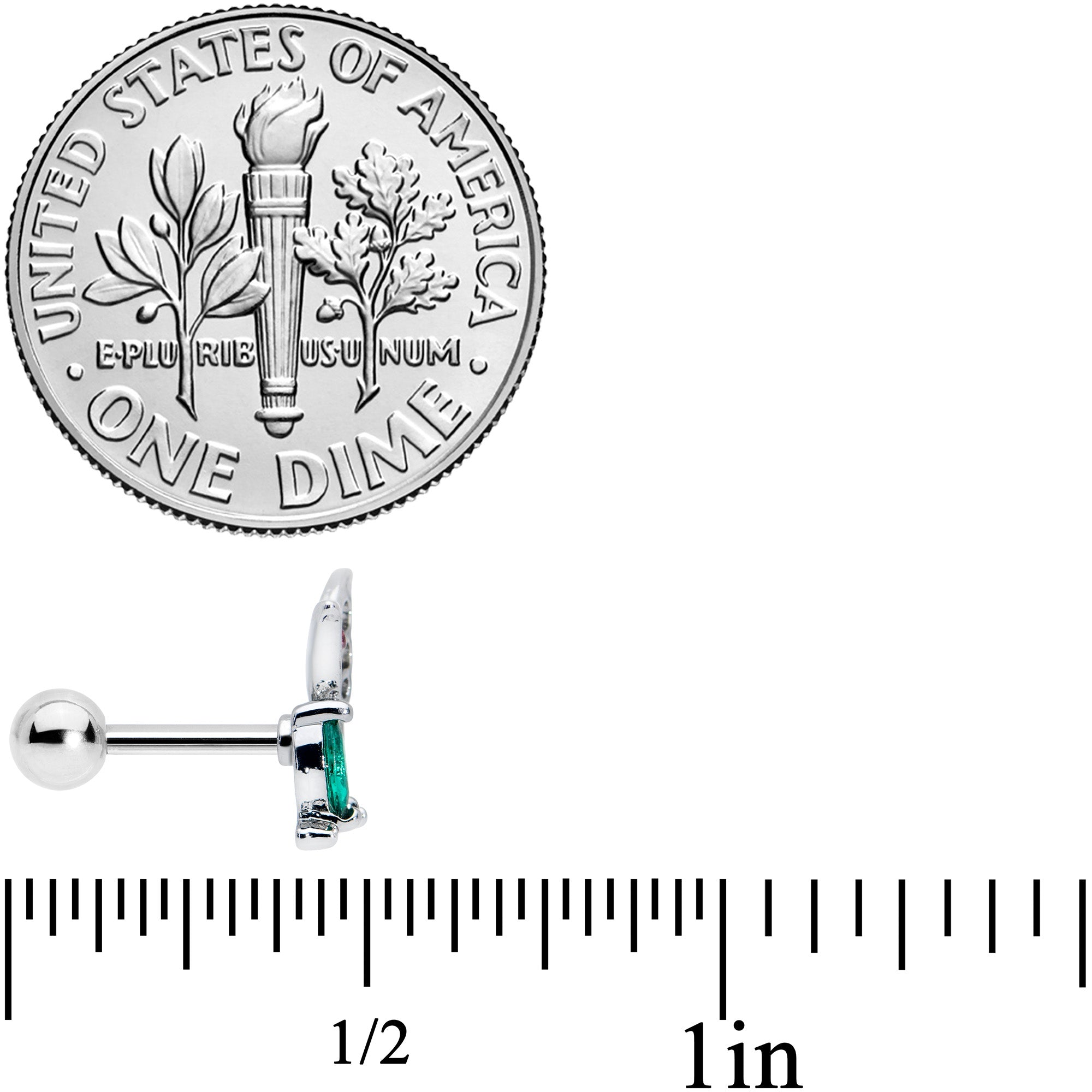 16G 1/4 Pink Green Gem Floral Butterfly Cartilage Tragus Earring