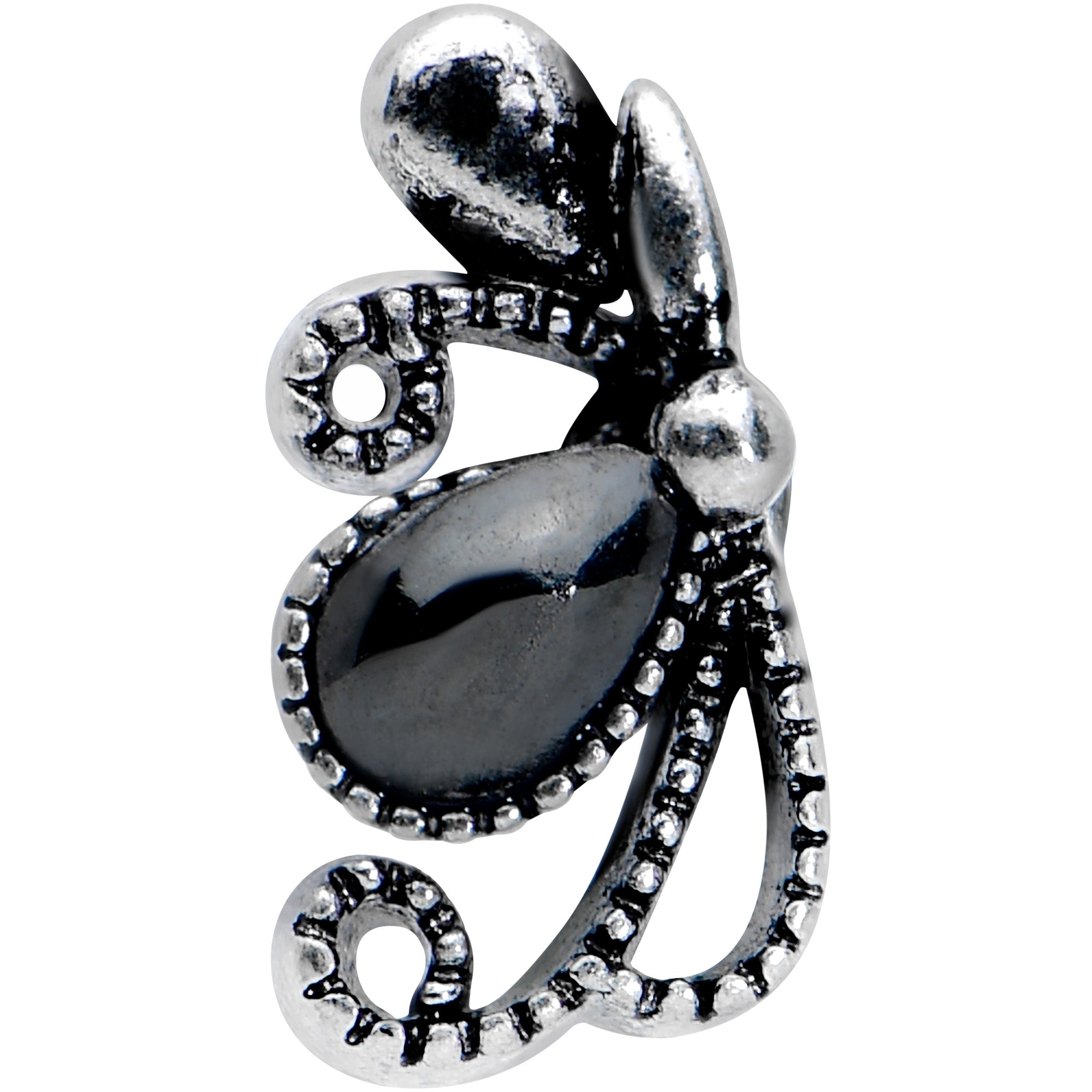 16G 5/16 Black Gem Abstract Bow Labret Monroe Tragus