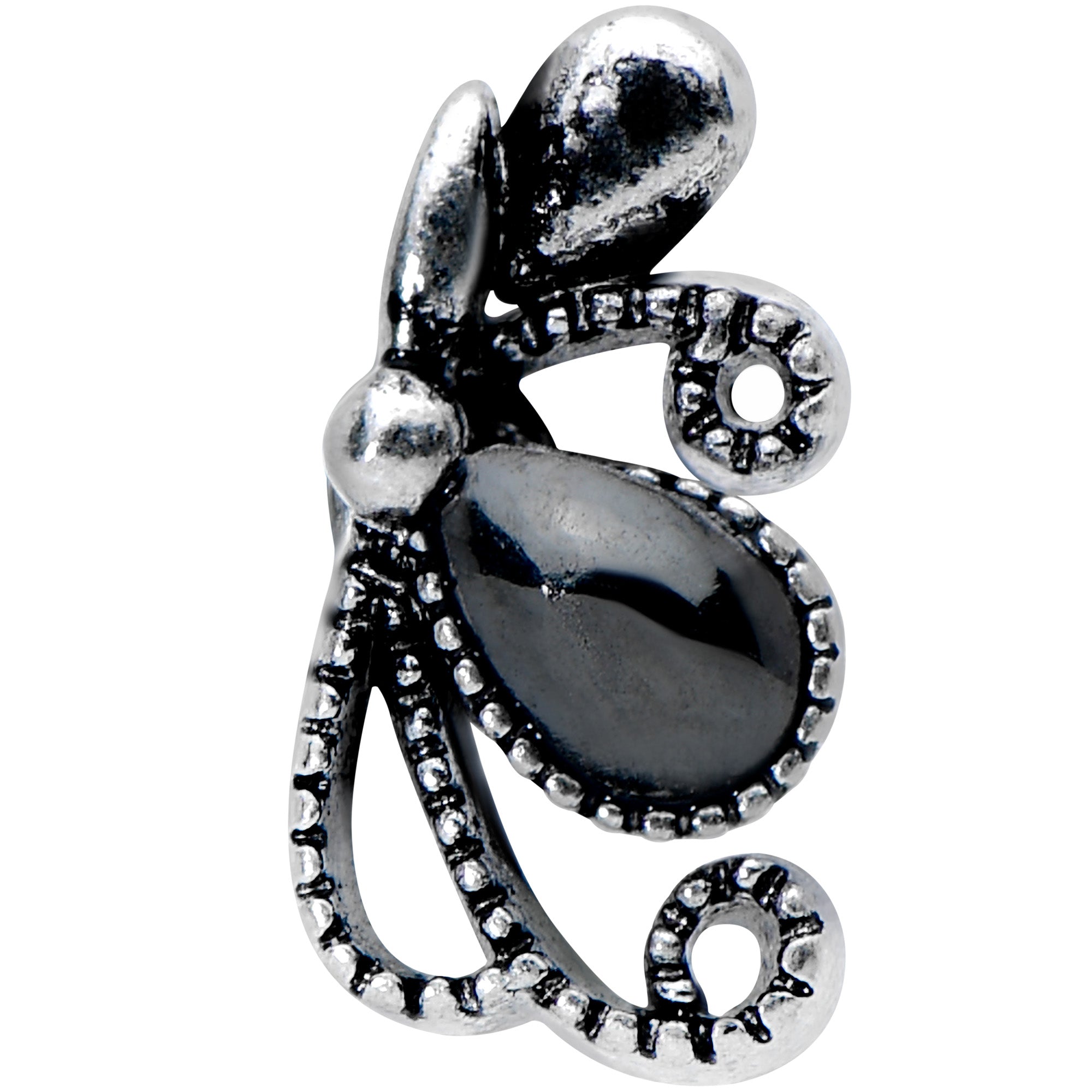 20G 1/4 Black Gem Abstract Bow Nose Bone