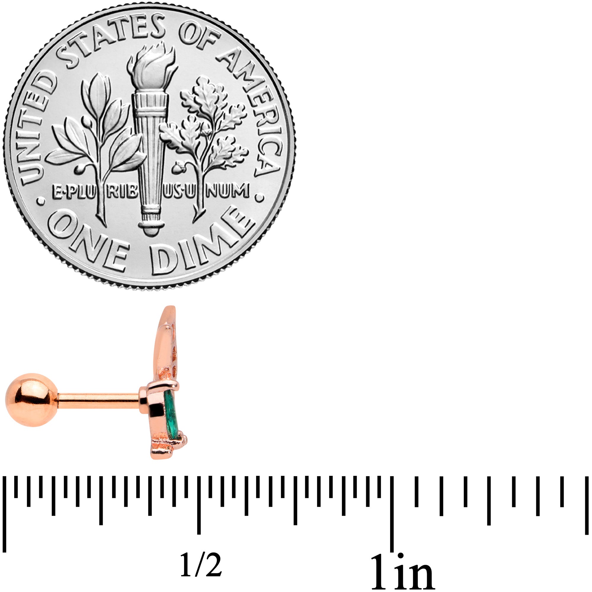 16G 1/4 Clear Gem Rose Gold Hue Floral Butterfly Cartilage Tragus