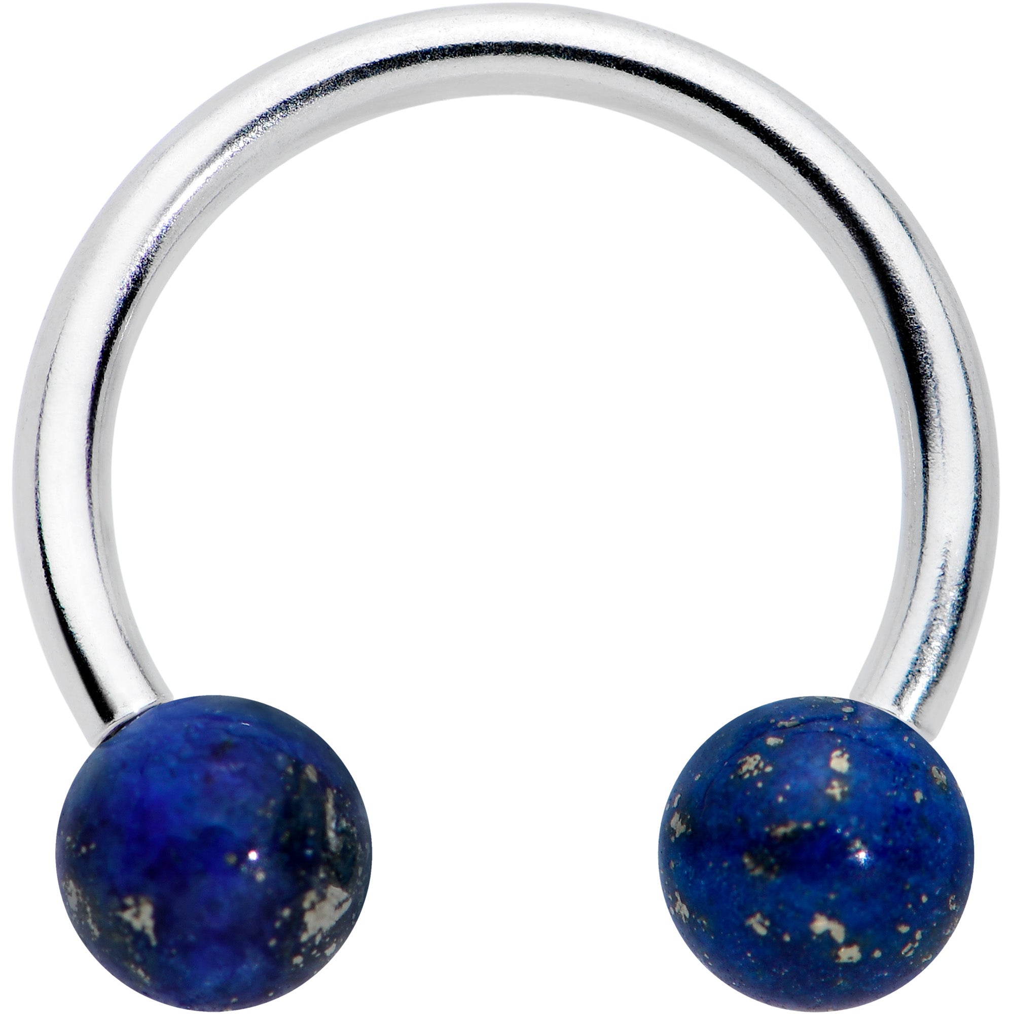 16G 3/8 Blue Stone Ball End Internally Threaded Horseshoe