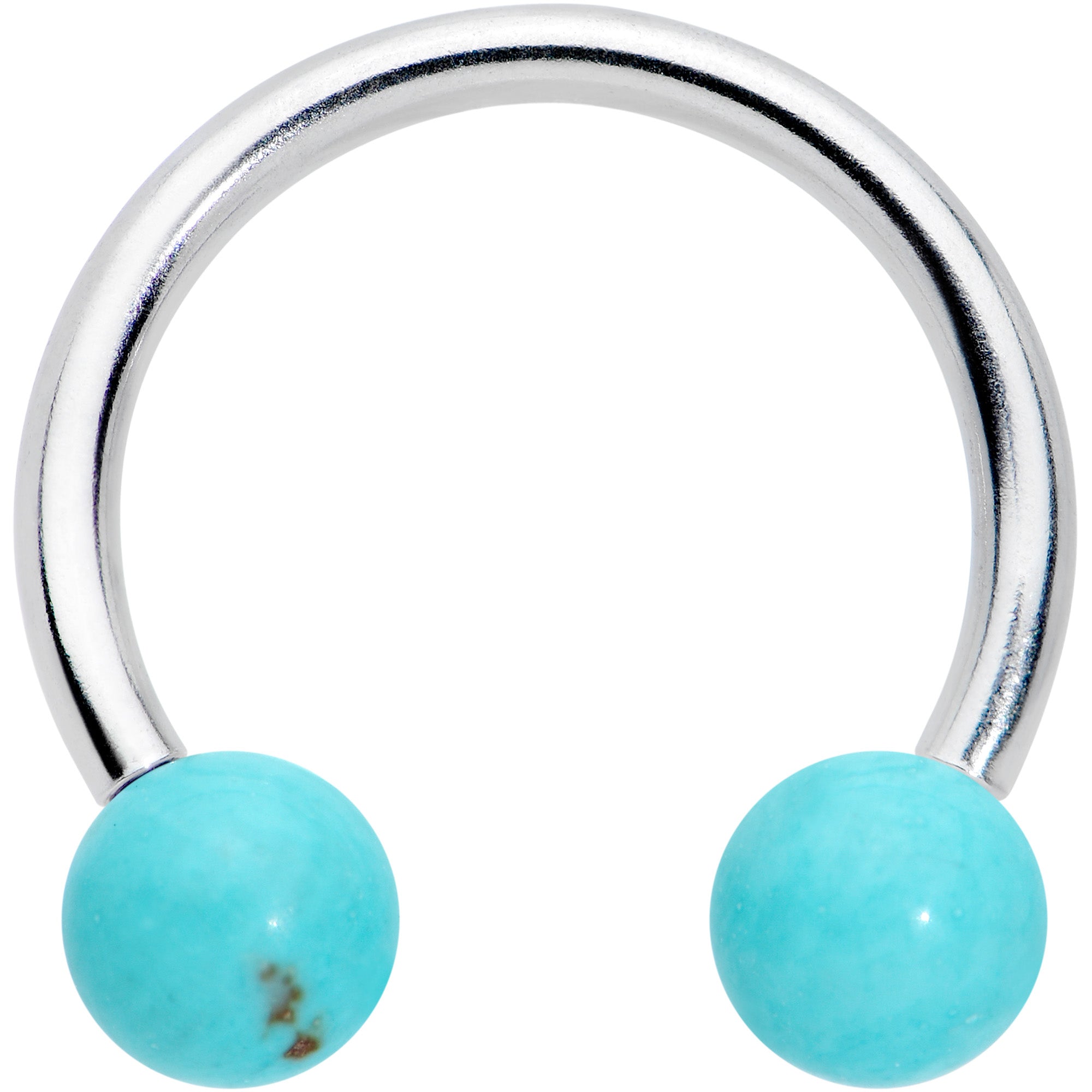 16G 3/8 Lt Blue Stone Ball End Internally Threaded Horseshoe