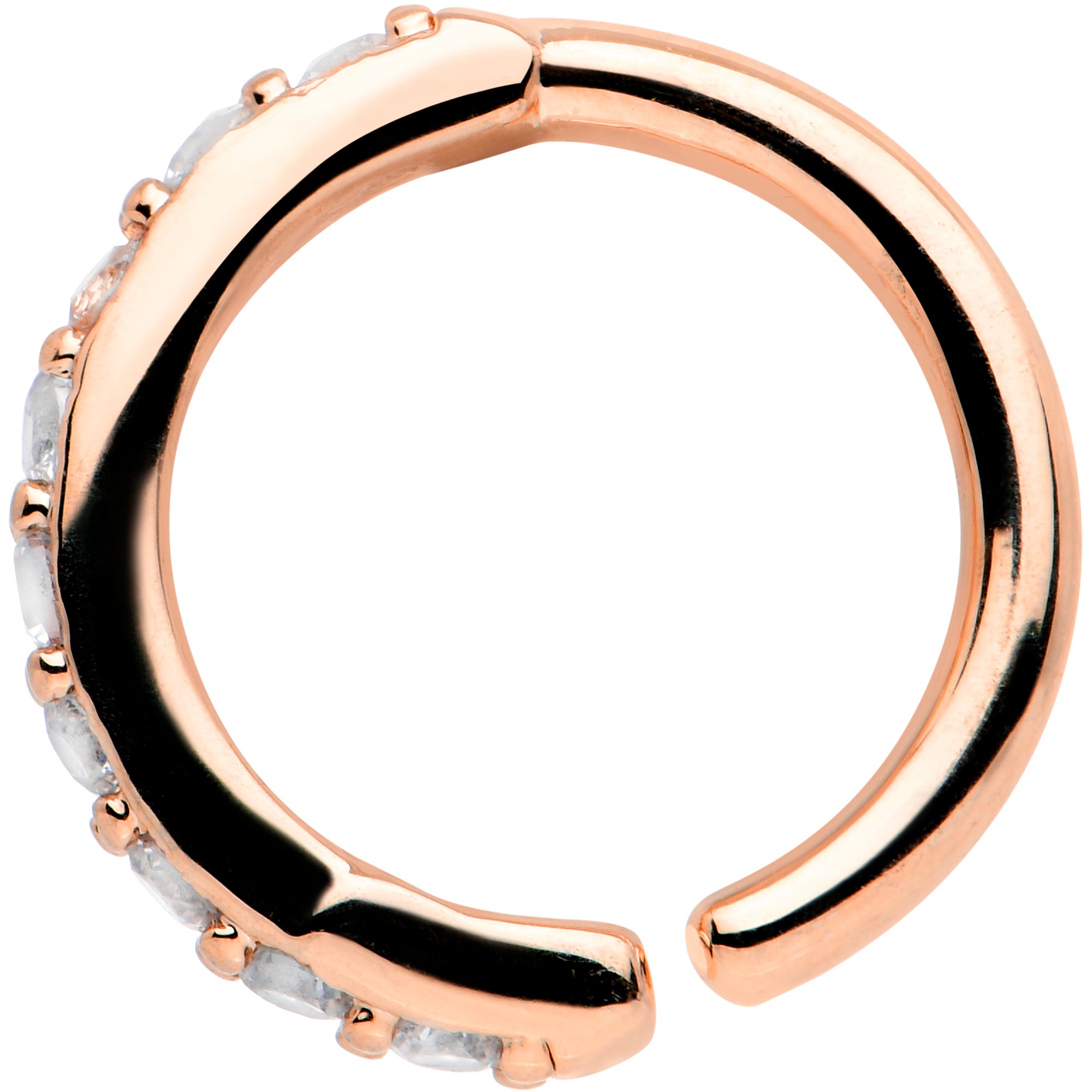 16G 5/16 Clear CZ Gem Rose Gold Tone Forward Facing Closure Ring