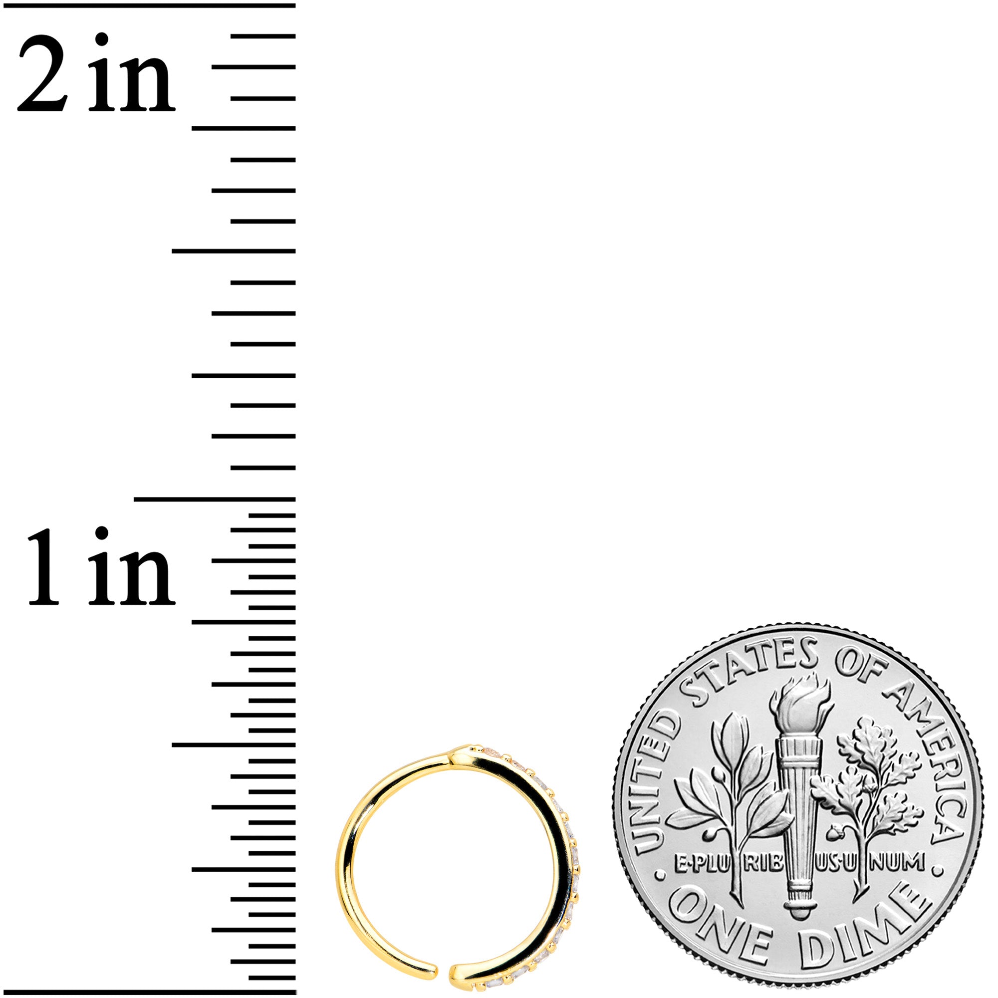 18G 3/8 Clear CZ Gem Gold Tone Forward Facing Closure Ring