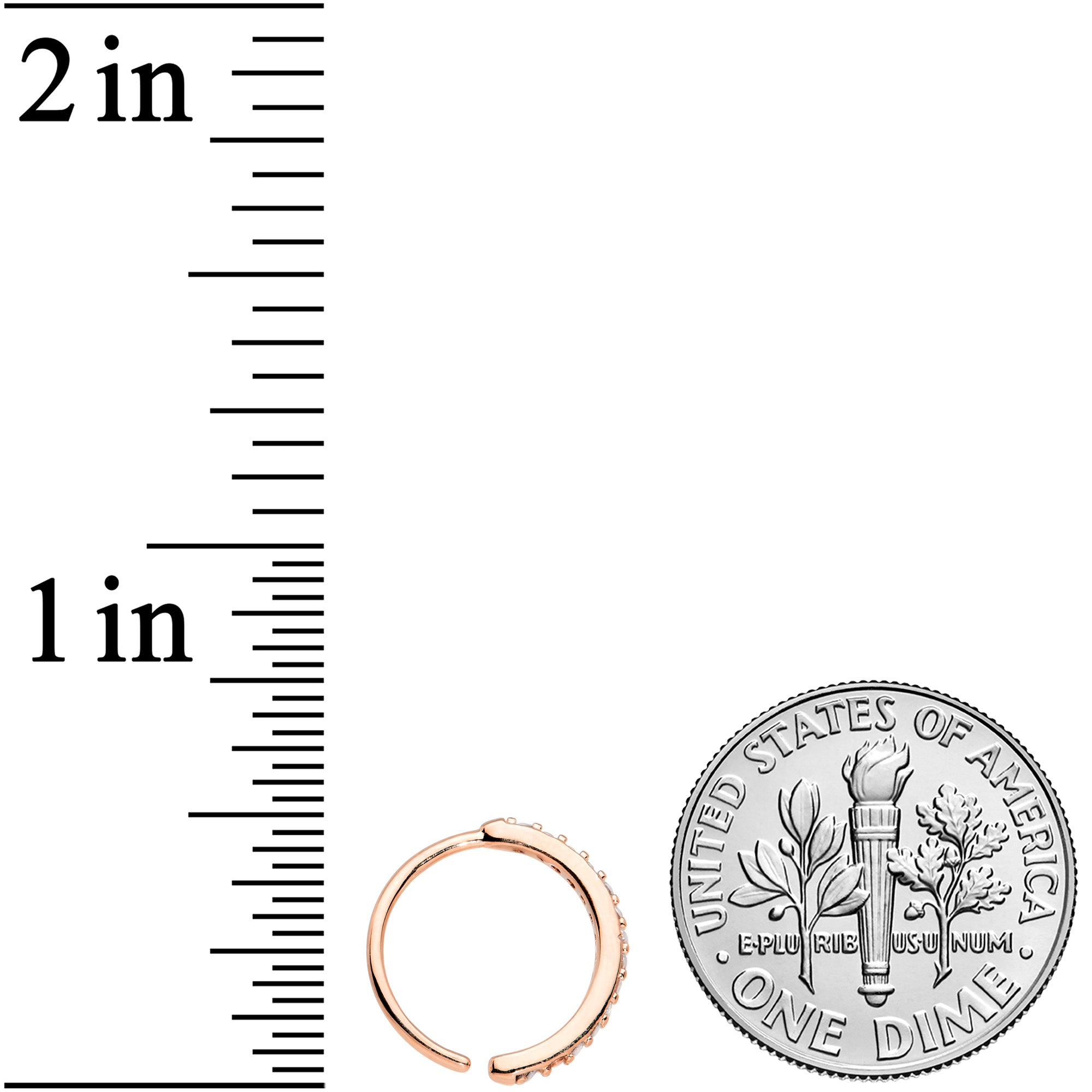 20G 3/8 Clear CZ Gem Rose Gold Tone Forward Facing Nose Hoop