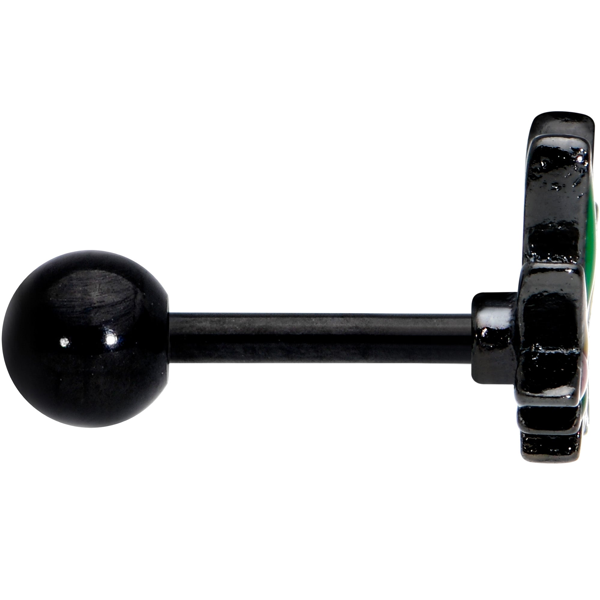 16G 1/4 Black Multicolor Pot Leaf Cartilage Tragus Earring