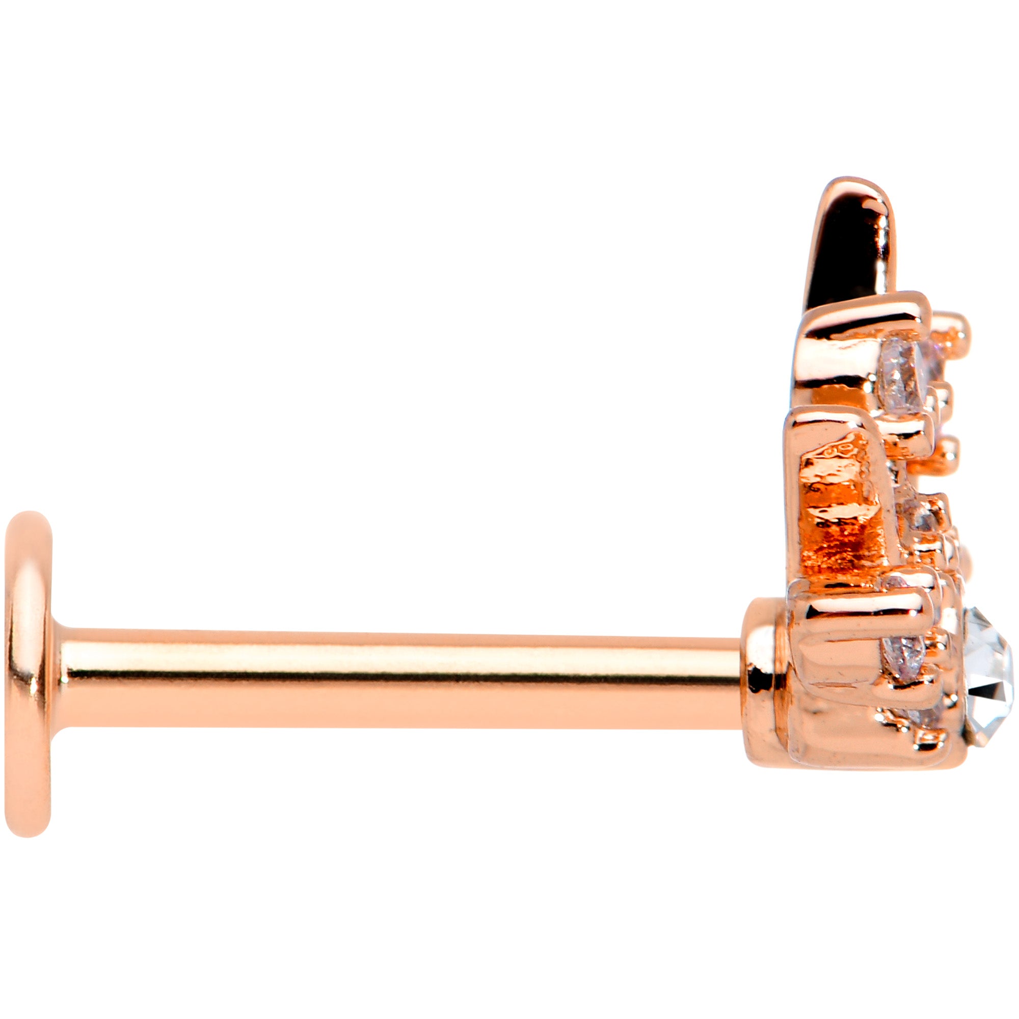 16G 5/16 Clear CZ Gem Rose Gold Tone Abstract Crown Labret Tragus