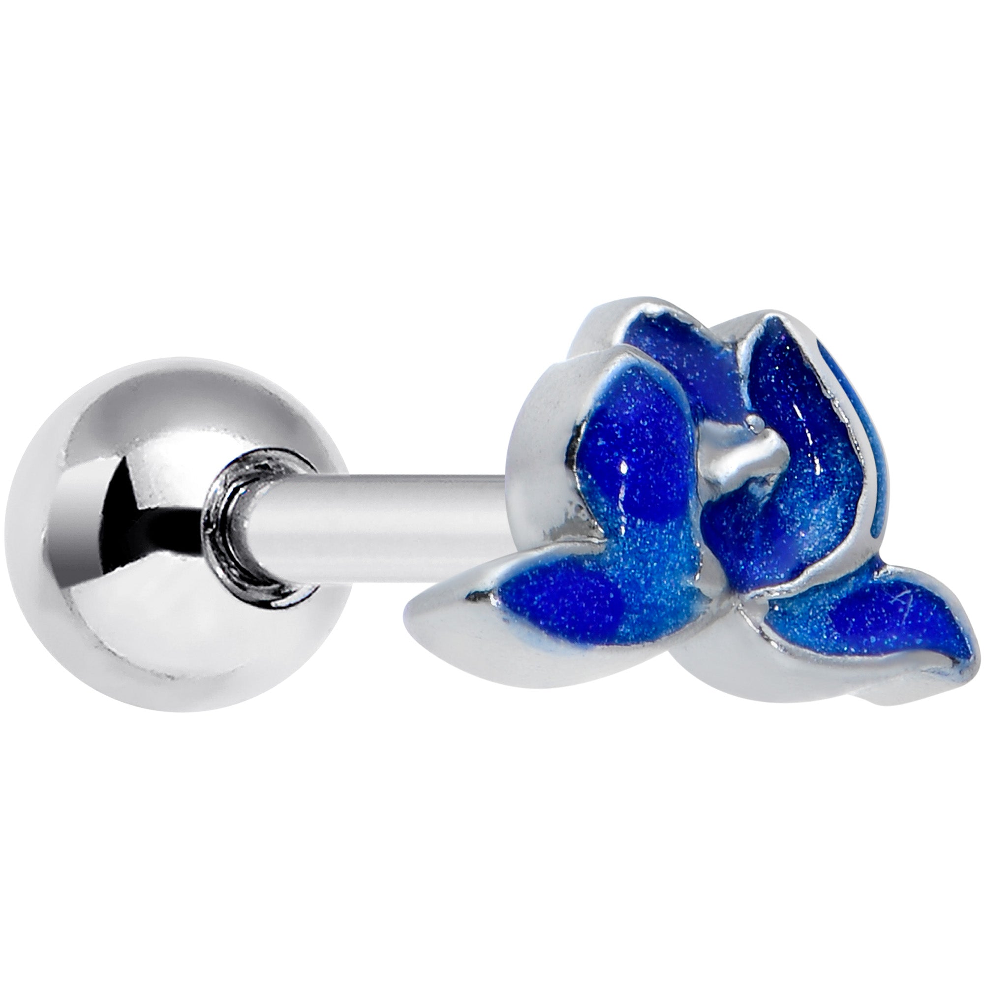 16G 1/4 Lovely Blue Lotus Flower Cartilage Tragus Earring