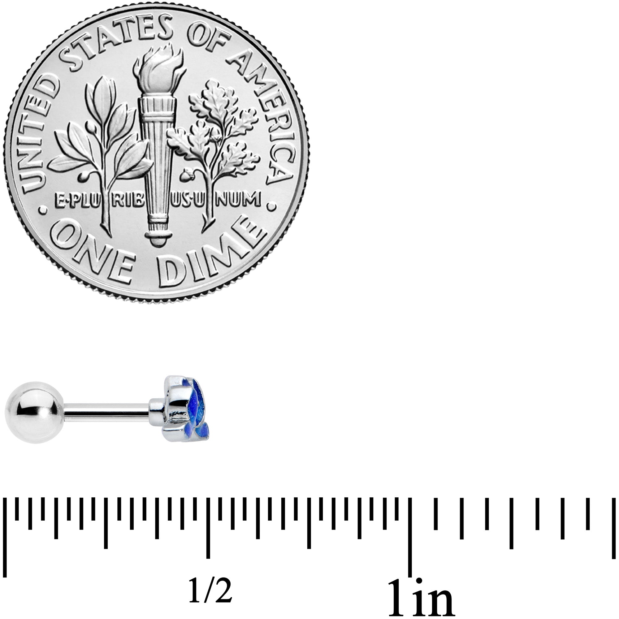 16G 1/4 Lovely Blue Lotus Flower Cartilage Tragus Earring