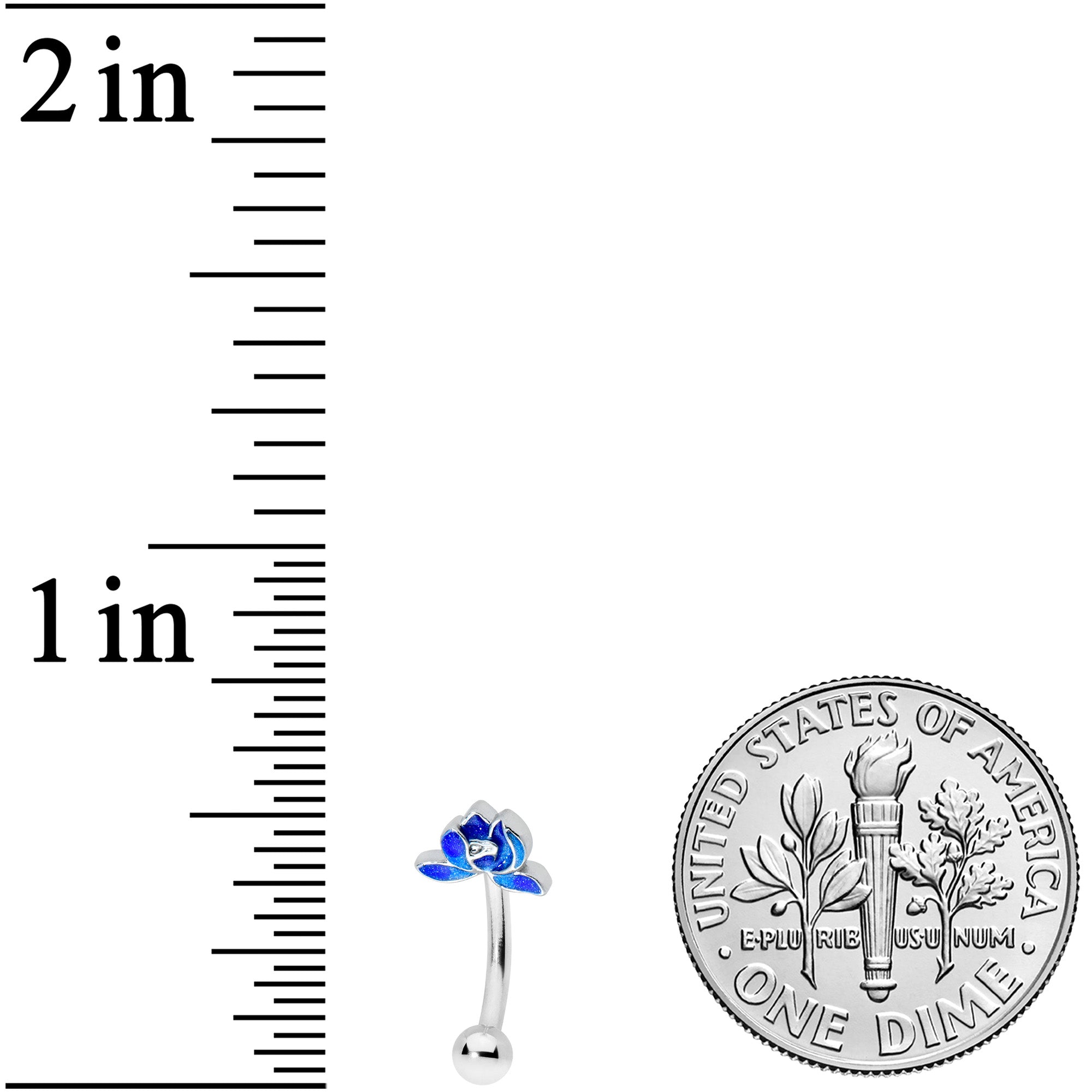 16G 5/16 Lovely Blue Lotus Flower Curved Eyebrow Ring