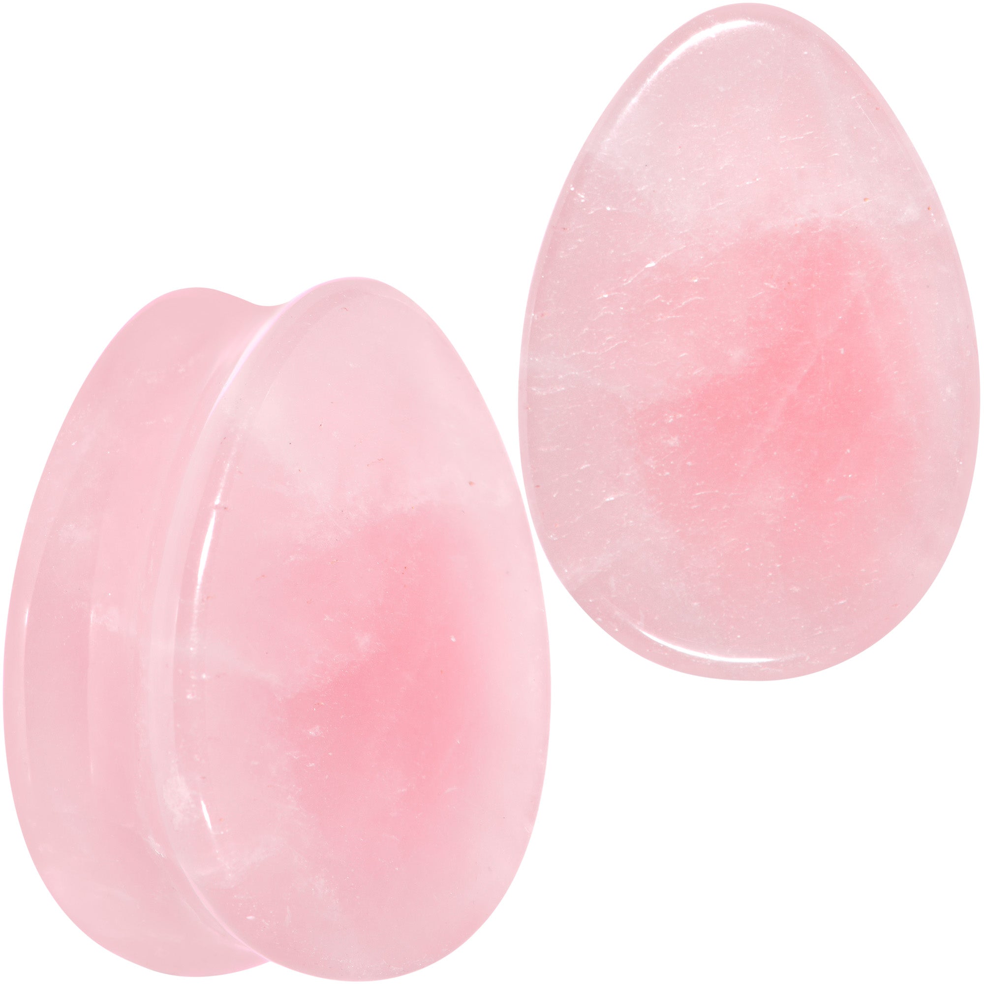 Pink Rose Quartz Drop Saddle Plug Set
