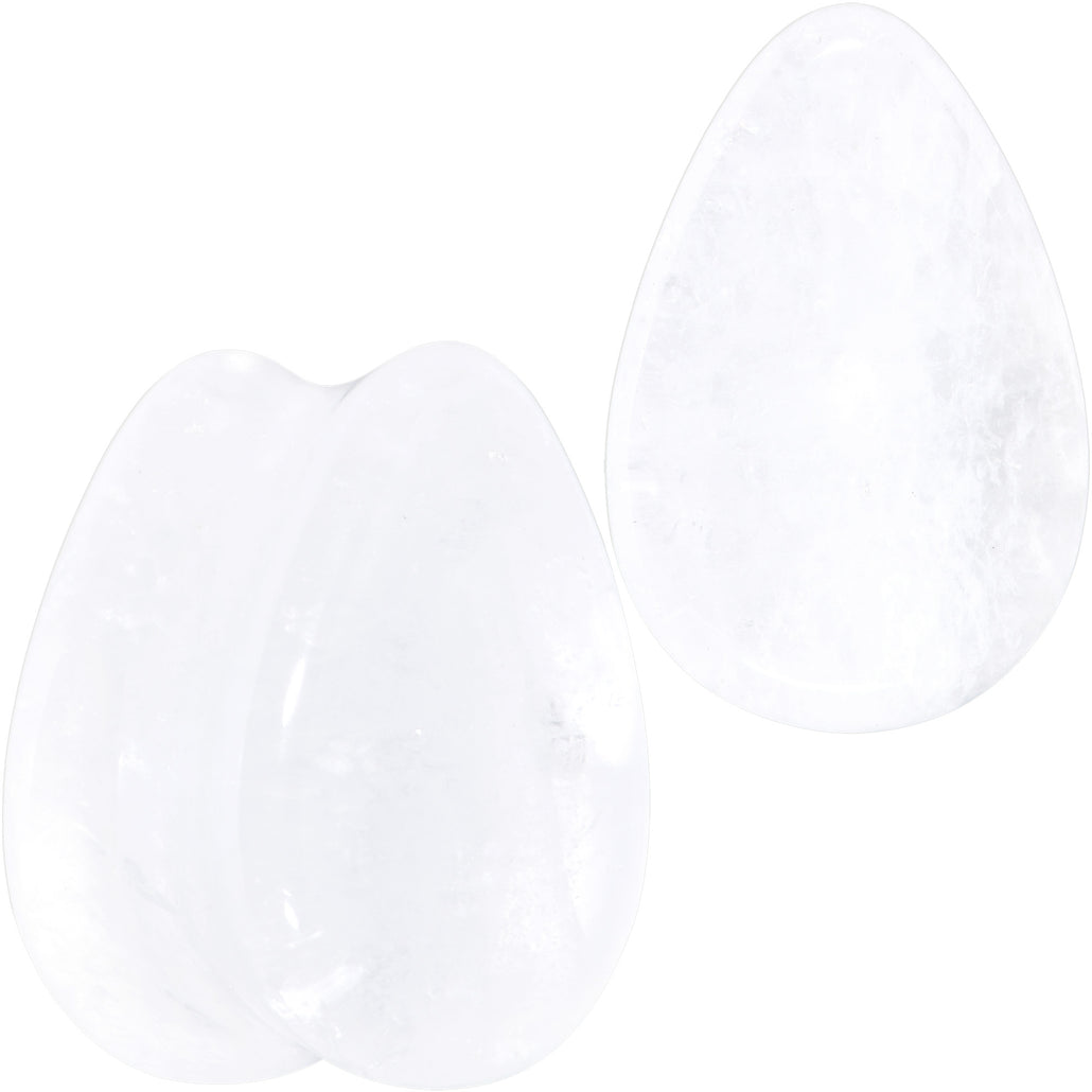 White Cloudy Quartz Drop Saddle Plug Set