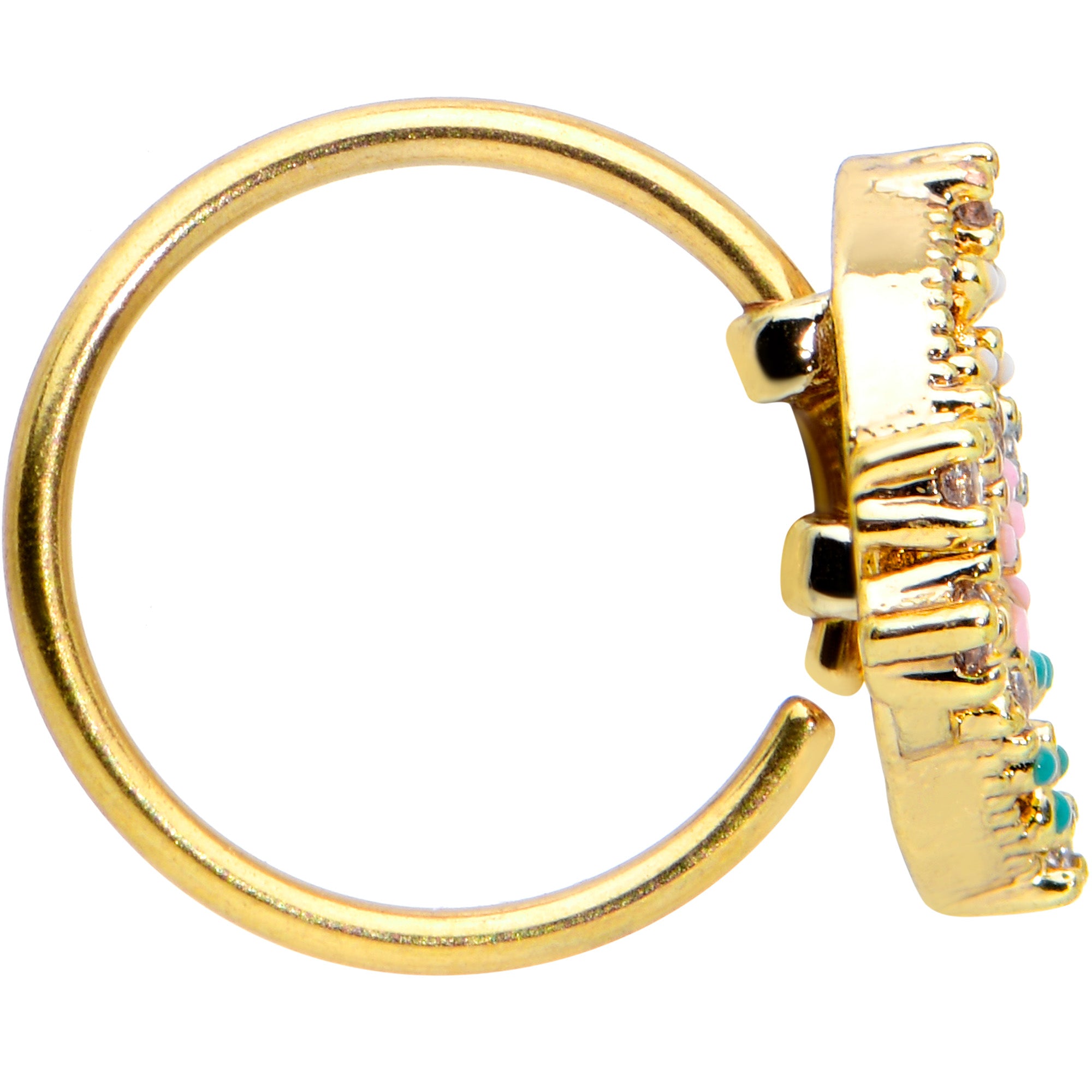 20G 5/16 Clear CZ Gem Gold Tone Abstract Butterfly Nose Hoop