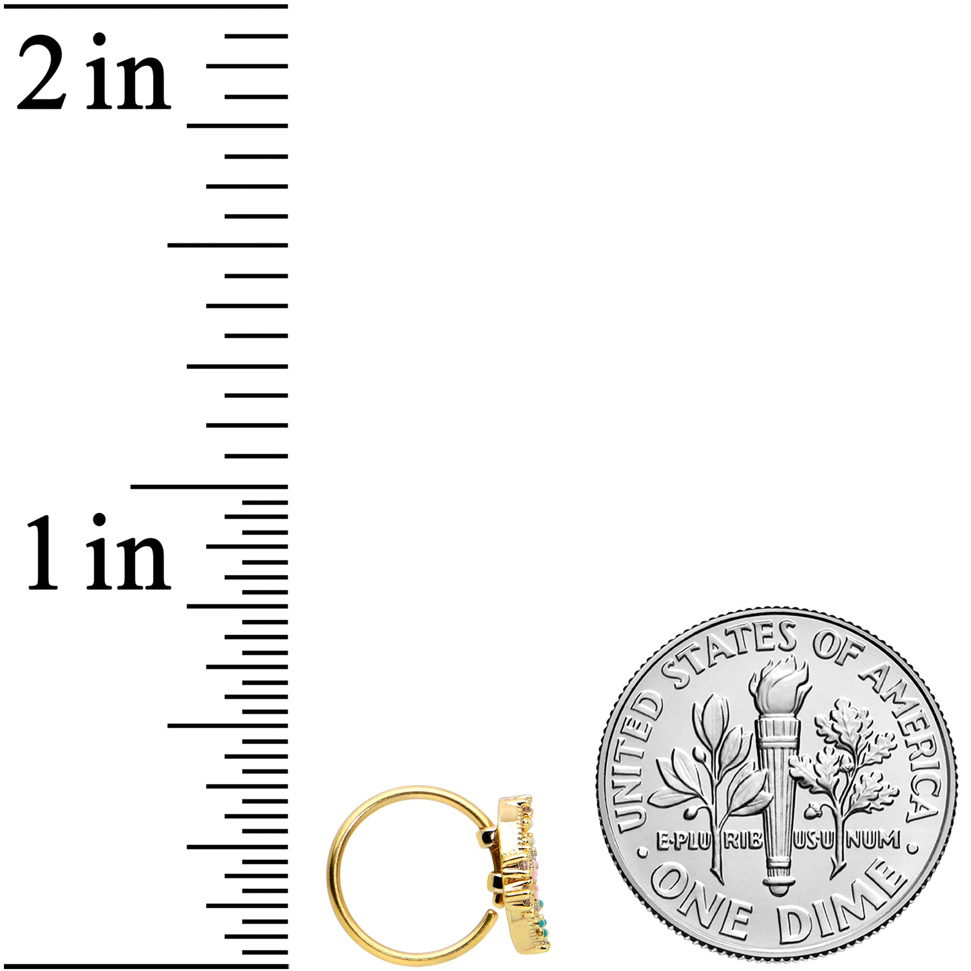 20G 5/16 Clear CZ Gem Gold Tone Abstract Butterfly Nose Hoop