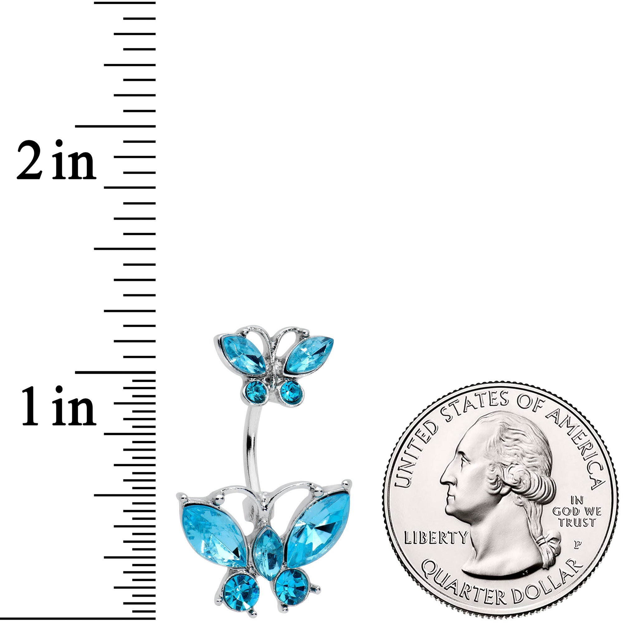 Blue Gem Double Butterfly Double Mount Belly Ring
