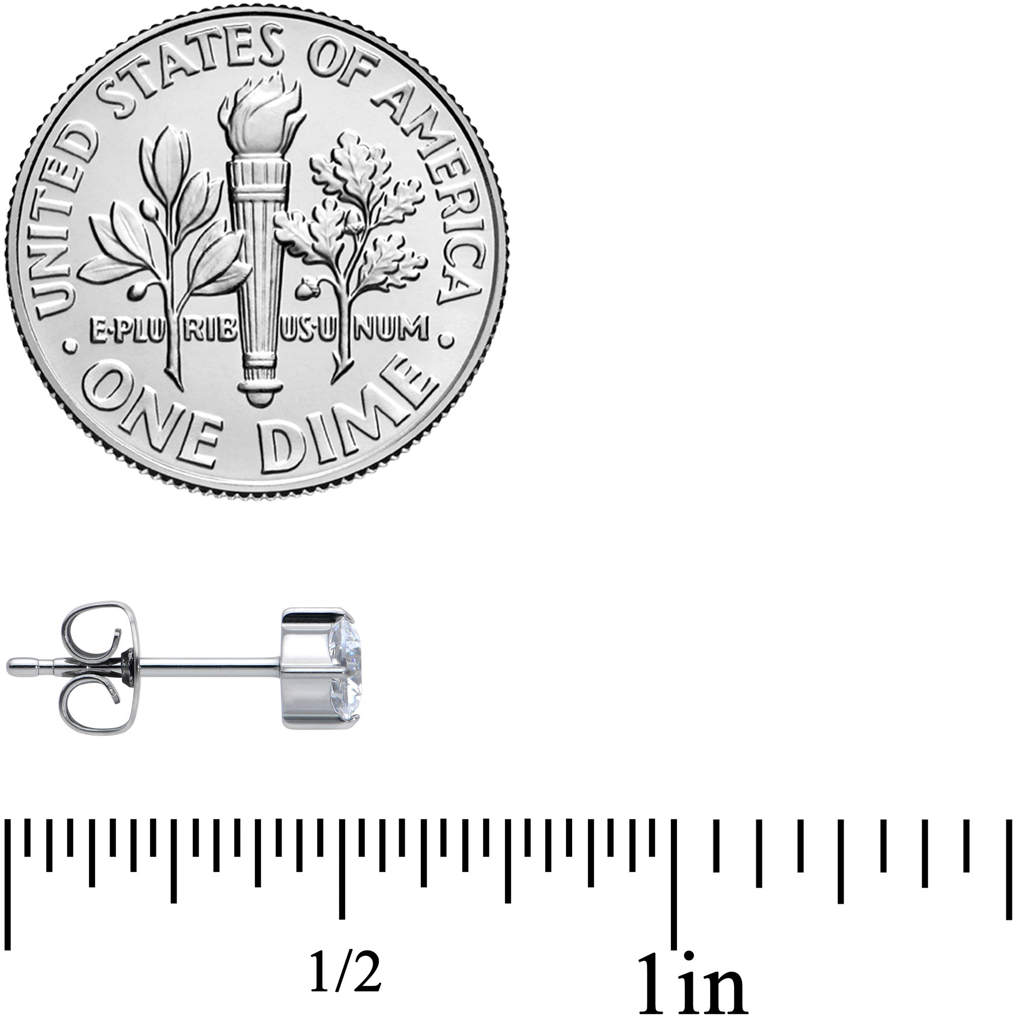 4mm Clear CZ Gem Implant Grade Titanium Stud Earrings
