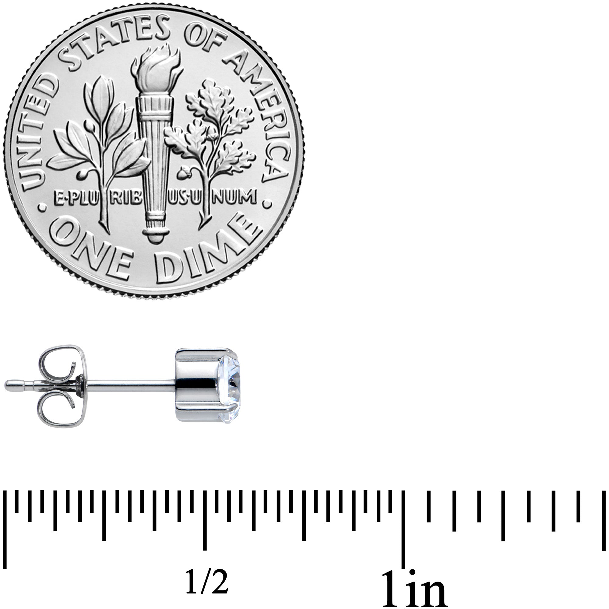 20G Clear CZ Gem 5mm G23 Titanium Post Stud Earrings