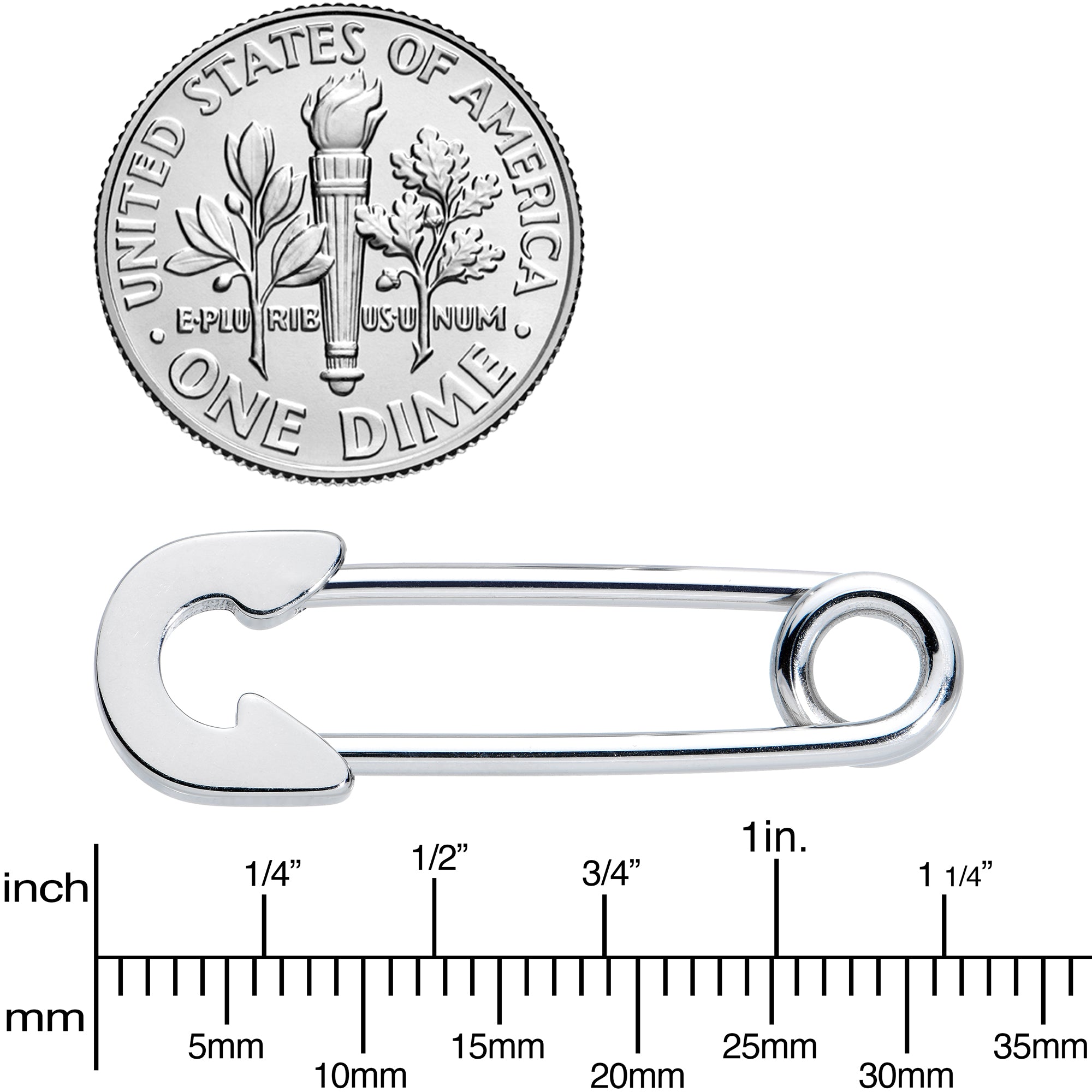 14G 3/4 Punk Rock Safety Pin Barbell Nipple Ring Set