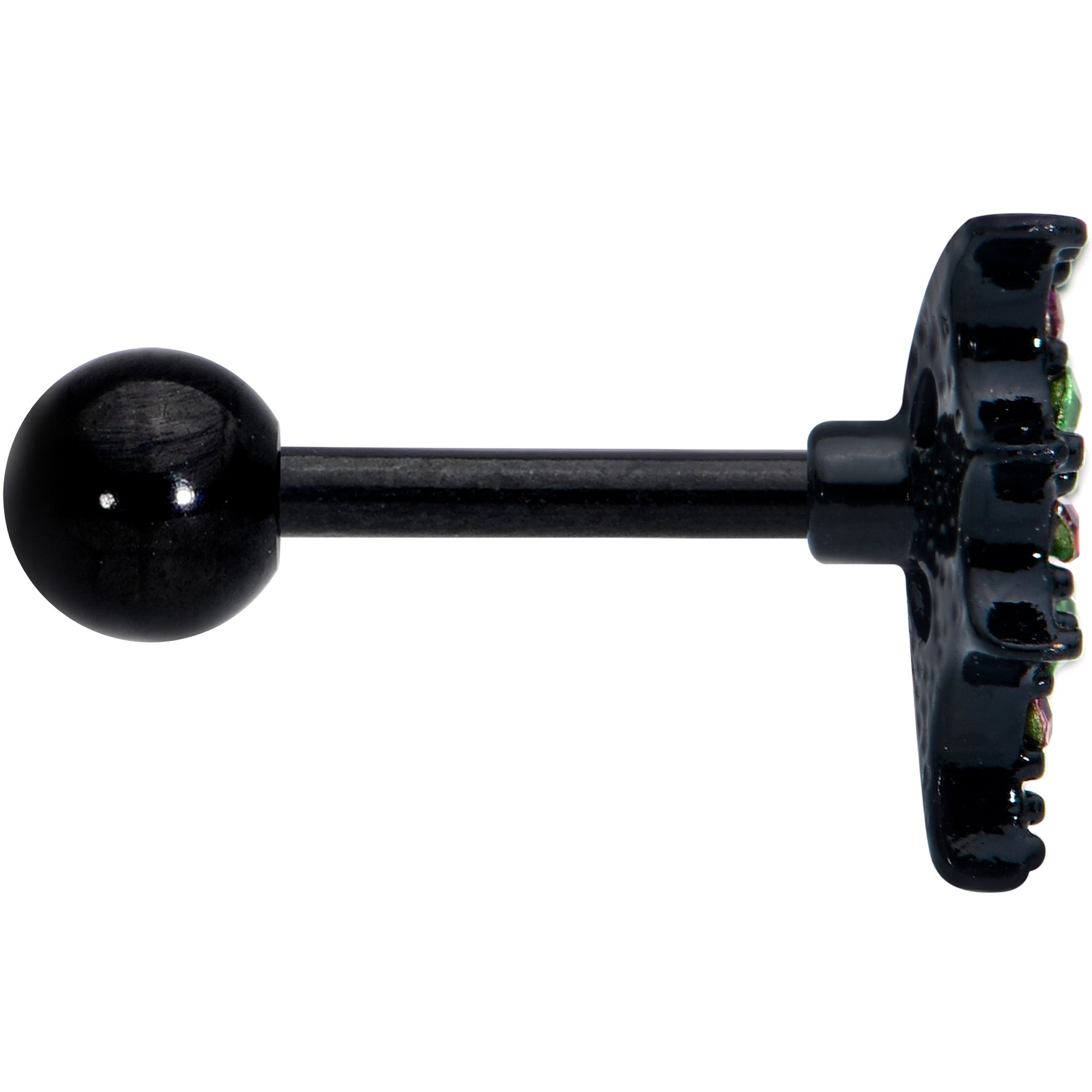 16G 1/4 Pink Green Gem Black Bat Wings Halloween Cartilage Tragus