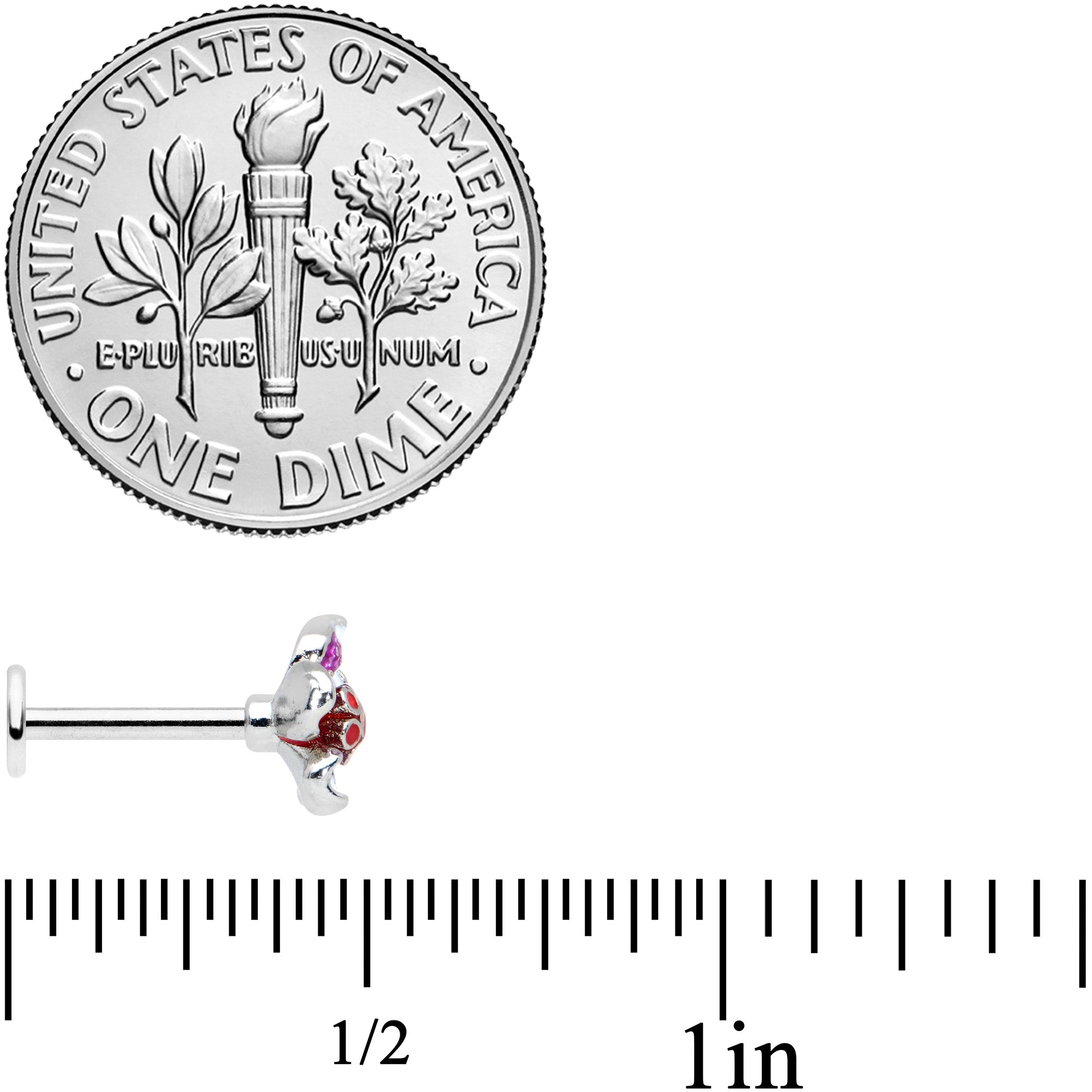 16G 5/16 Purple Red Flower in Flower Labret Monroe Tragus