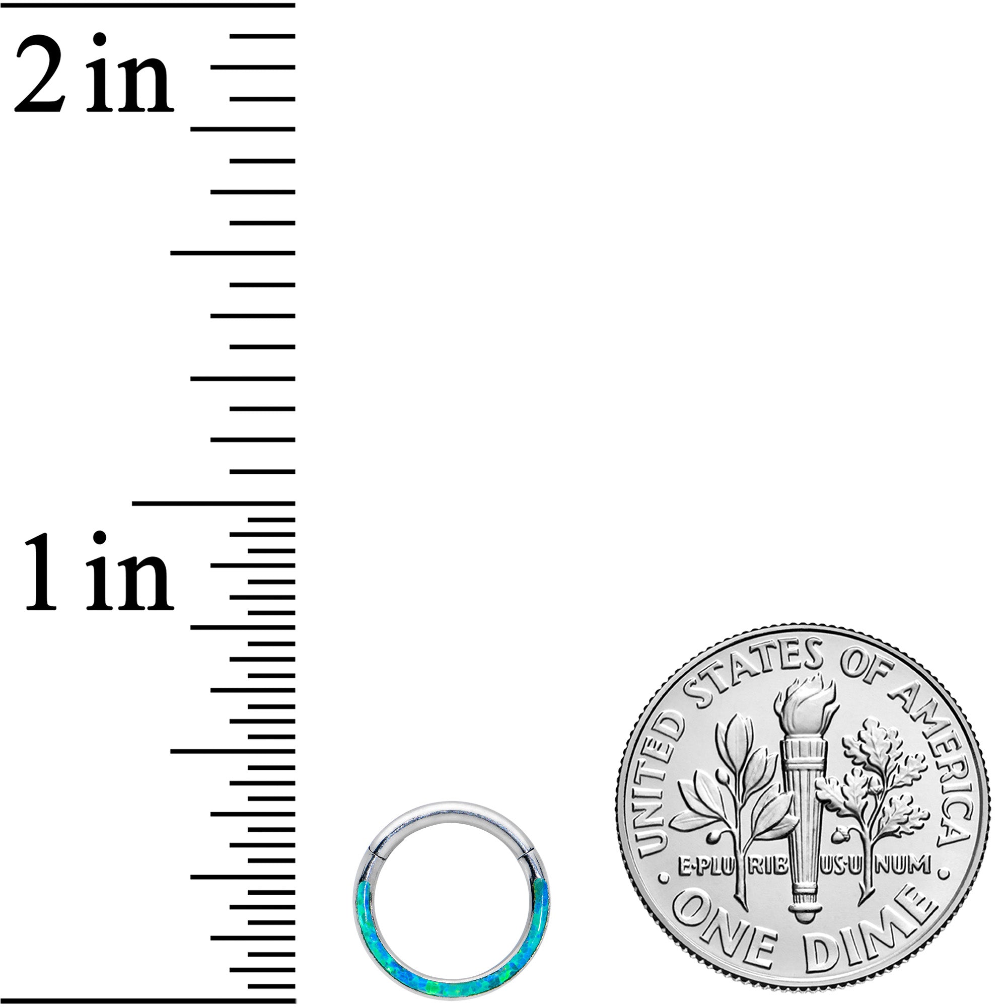 16G 5/16 Green Synthetic Opal Bottom Curve Hinged Segment Ring