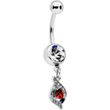 Clear Red Gem Swirling Oval Dangle Belly Ring