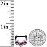 16 Gauge 5/16 Pink Gem Black Fanciful Flower Cartilage Clicker