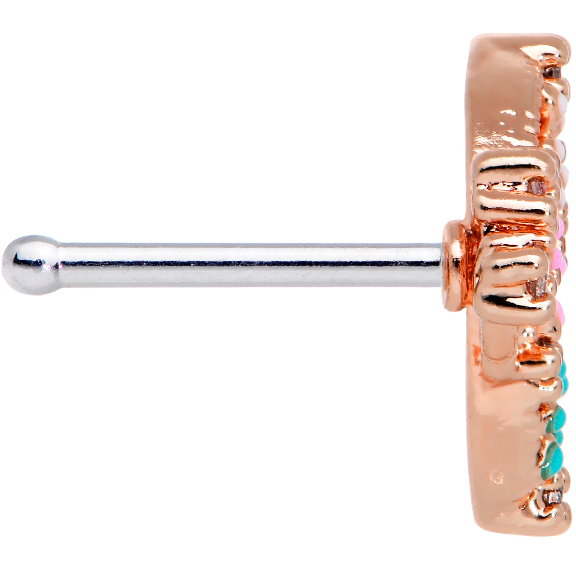 20G 1/4 Clear CZ Gem Rose Gold Tone Abstract Butterfly Nose Bone
