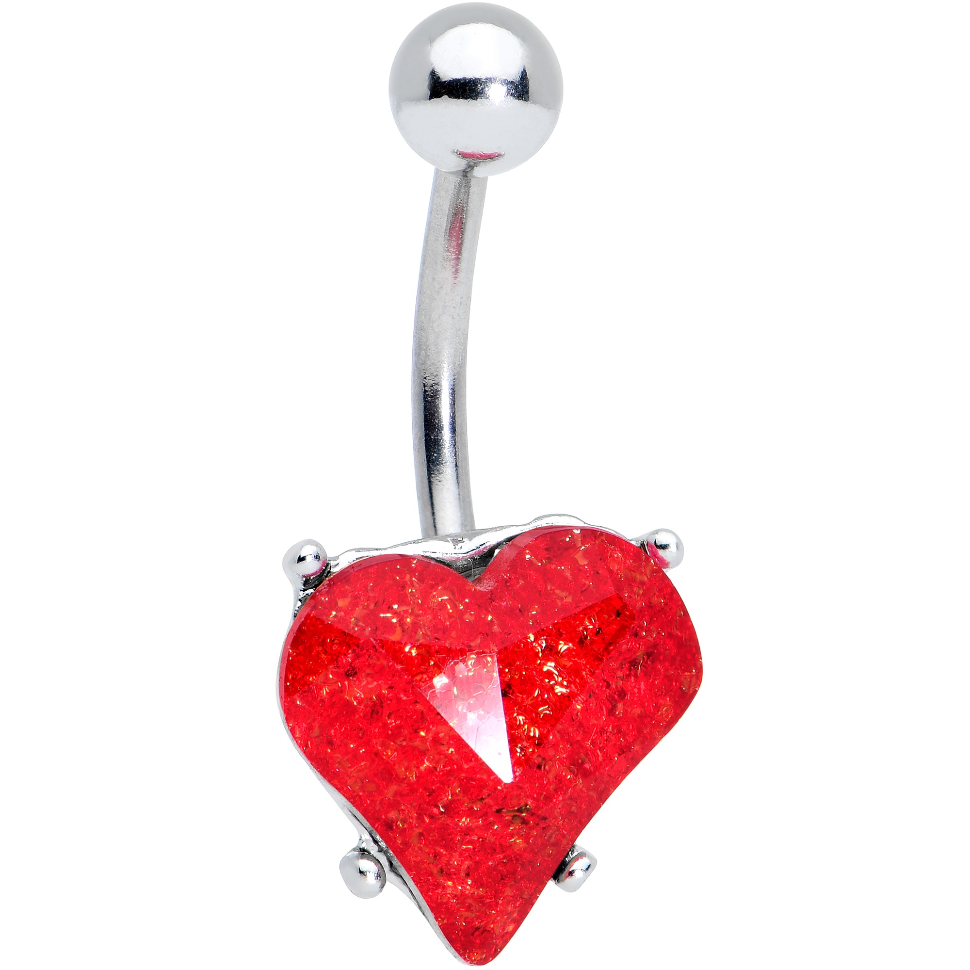 Red Gem Valentines Day Heart Love Belly Ring