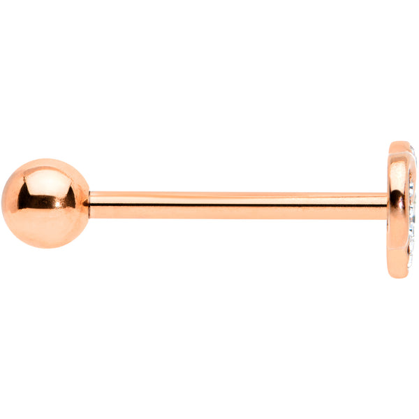 Clear CZ Gem Rose Gold Tone Infinity Heart Barbell Tongue Ring
