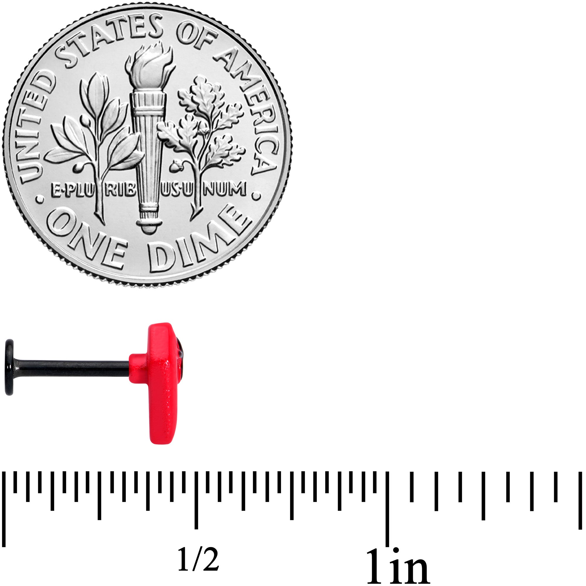 16G 5/16 Black Red Coffin Halloween Labret Monroe Tragus