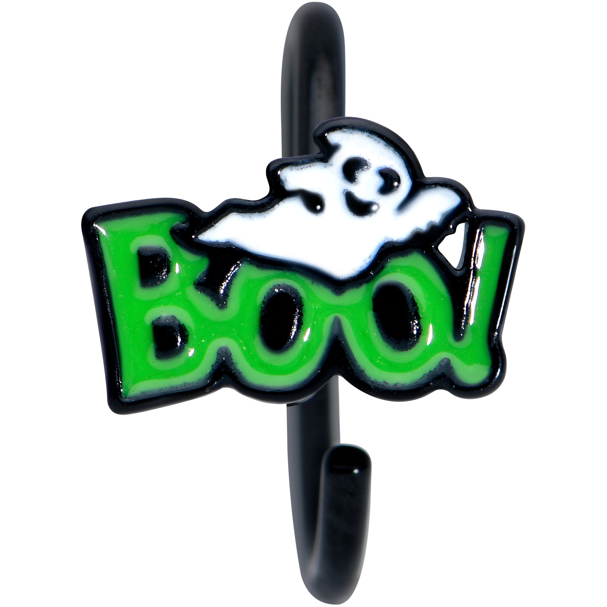 20 Gauge 5/16 Black Green Boo Ghost Halloween Nose Hoop