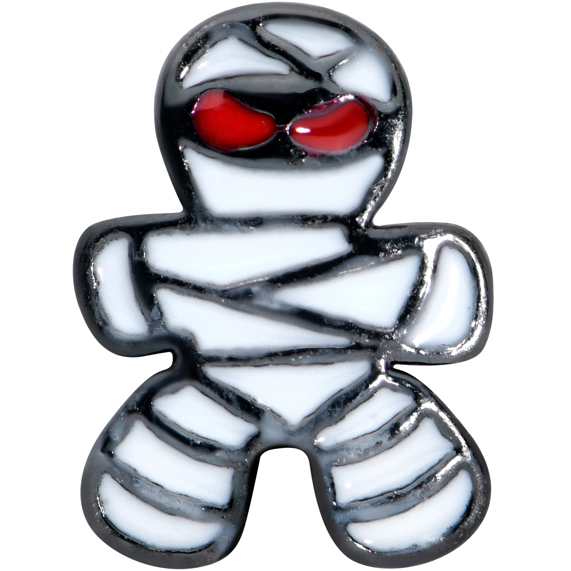 16G 1/4 Black PVD Red Eye Mummy Halloween Cartilage Tragus