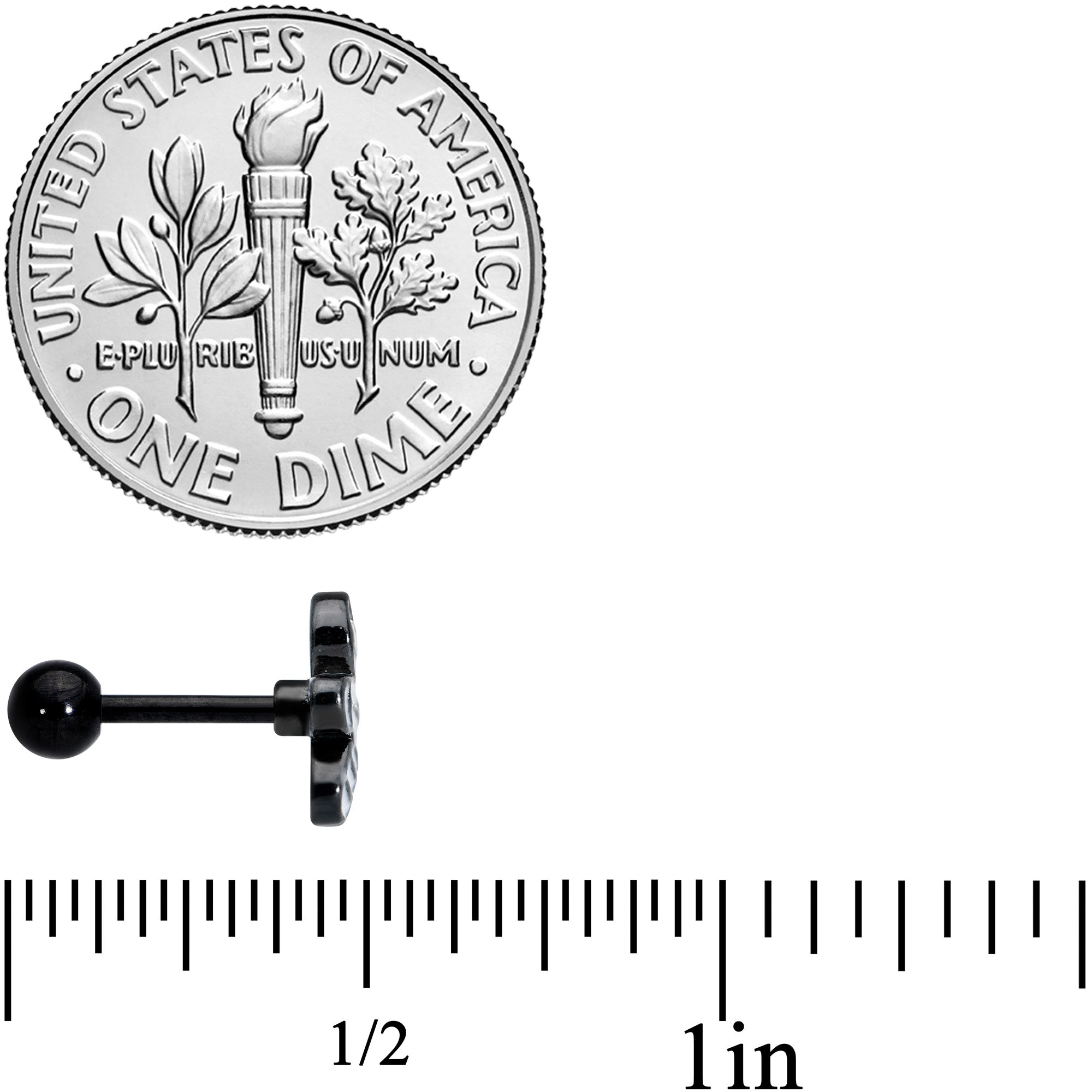 16G 1/4 Black PVD Red Eye Mummy Halloween Cartilage Tragus