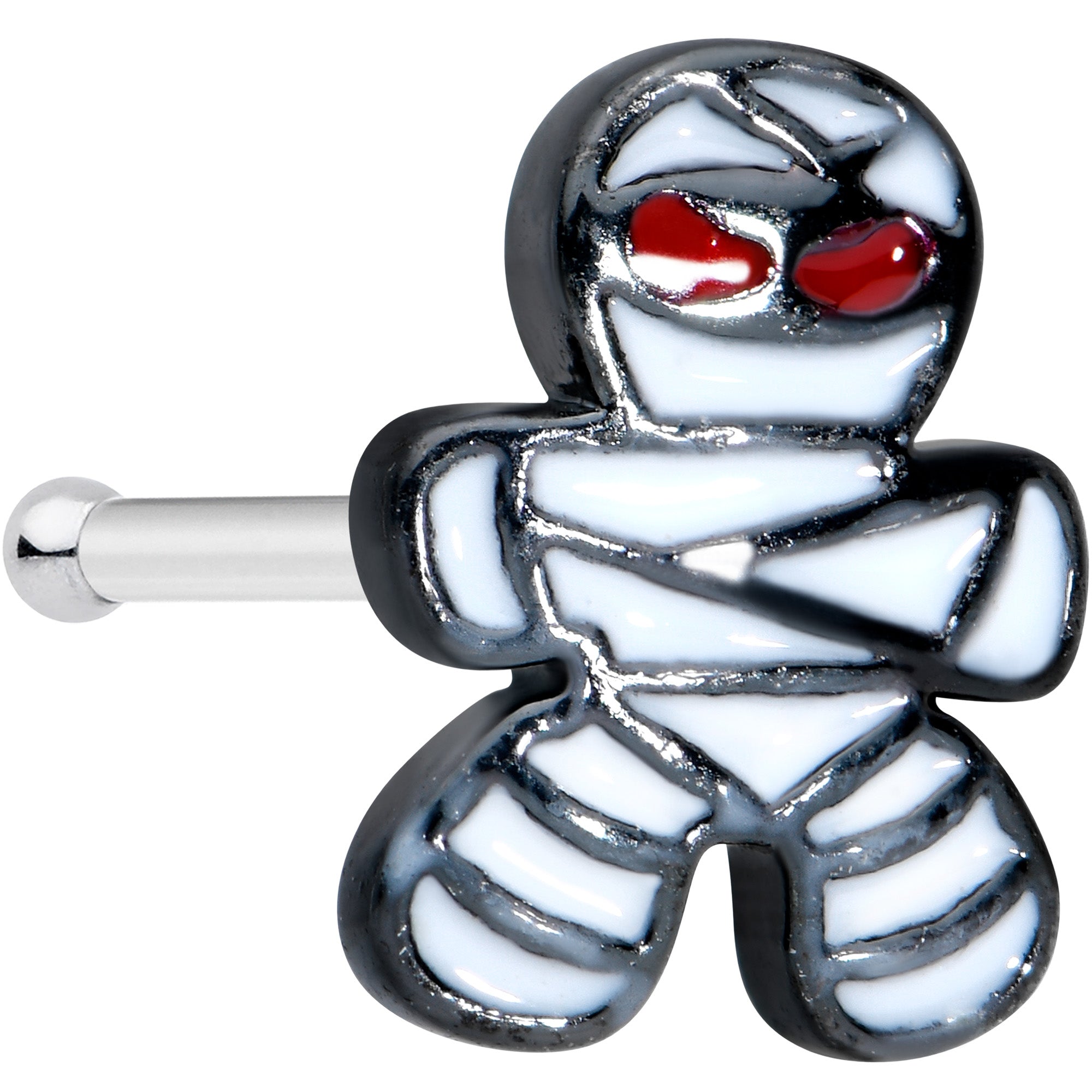 20G 1/4 Red Eye Mummy Halloween Nose Bone