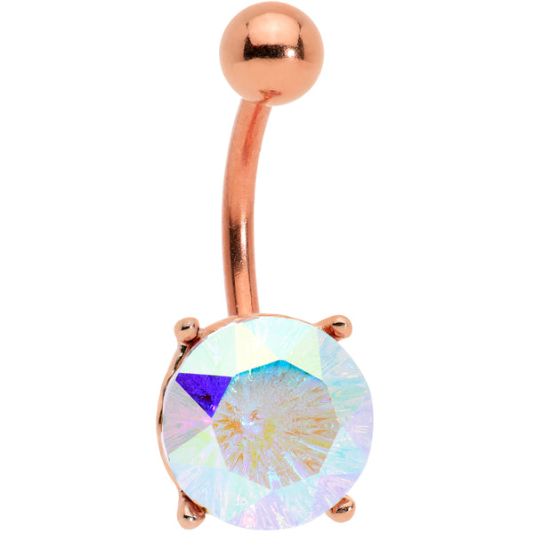 Aurora Gem Rose Gold Tone Simply Elegant Style Belly Ring